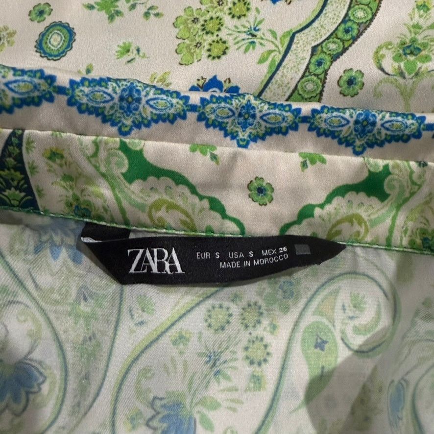 Zara Zara Women's Paisley Print Button-Up Blouse Green Blue Small Size S / US 4 / IT 40 - 5 Thumbnail