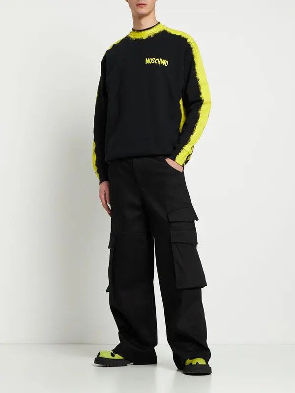 Moschino o1y0225 Logo Crewneck Sweatshirt in Black/Yellow Size US L / EU 52-54 / 3 - 5 Thumbnail
