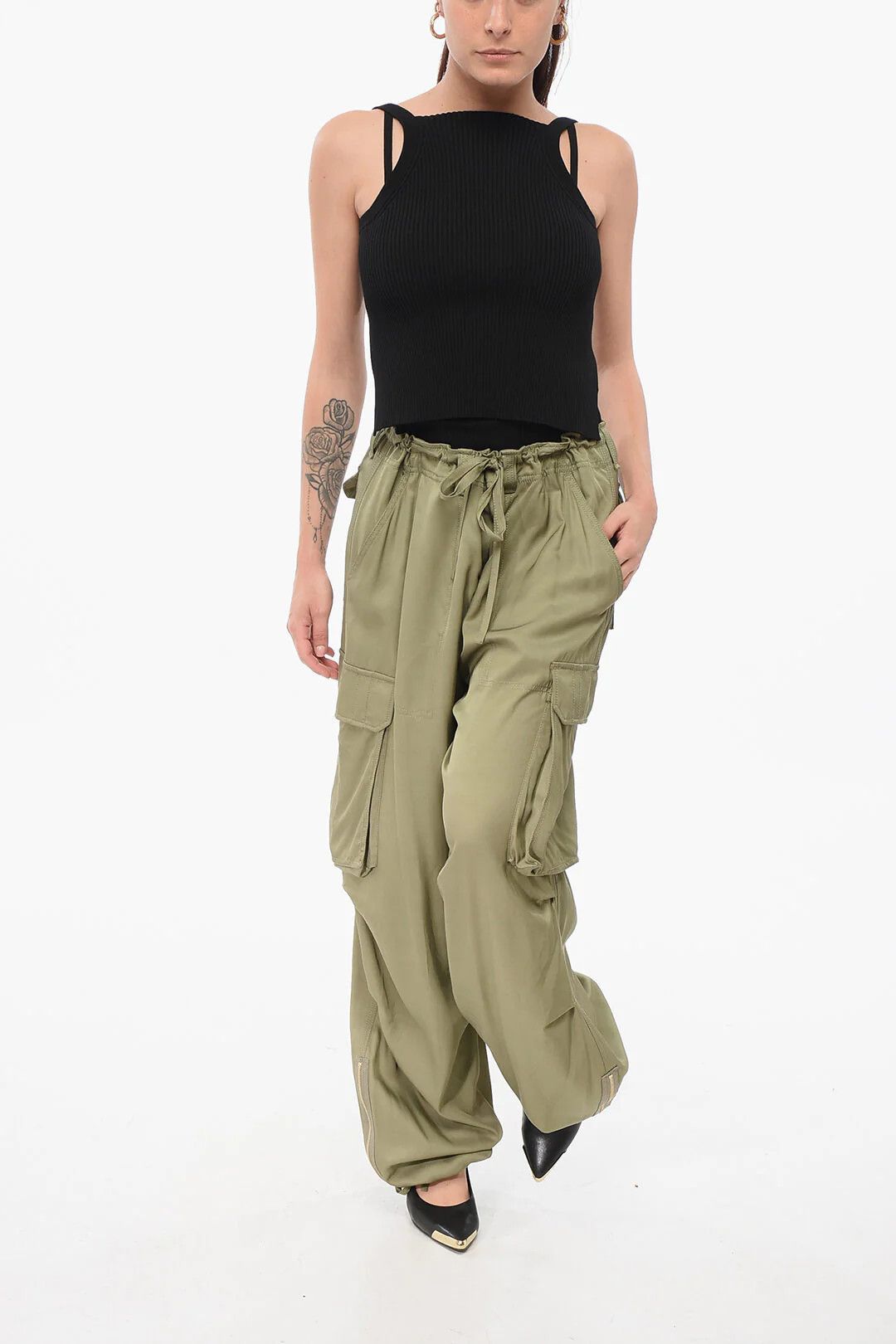 Golden Goose og1mm0426 Viscose Cargo Pant in Green Size 28" / US 6 / IT 42 - 4 Thumbnail
