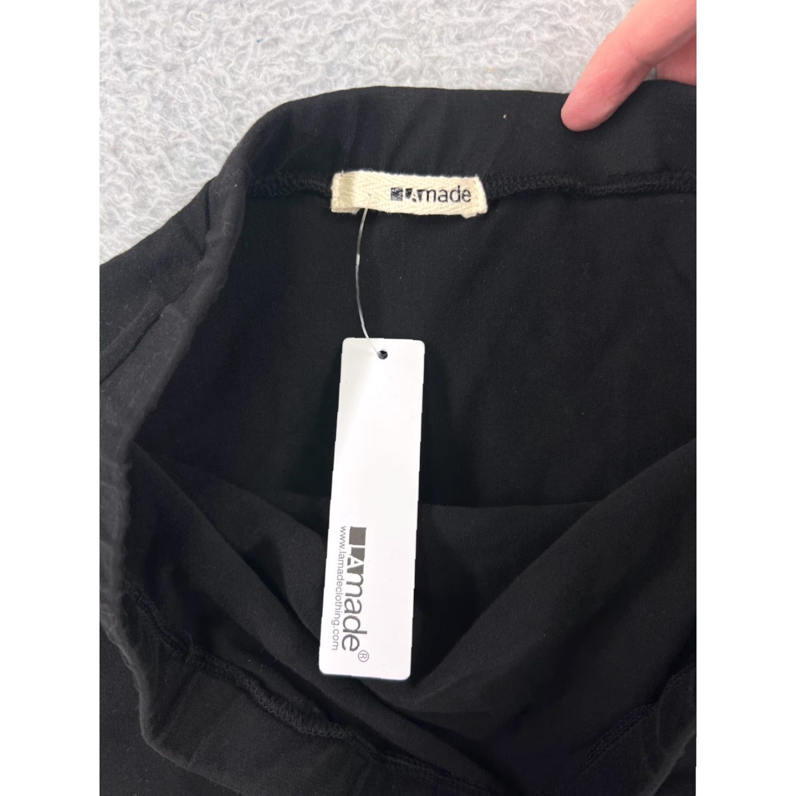 Vintage LA Made Skirt Womens Medium Black Jersey Fabric Cotton Stretch Elastic Waist Size M / US 6-8 / IT 42-44 - 3 Thumbnail