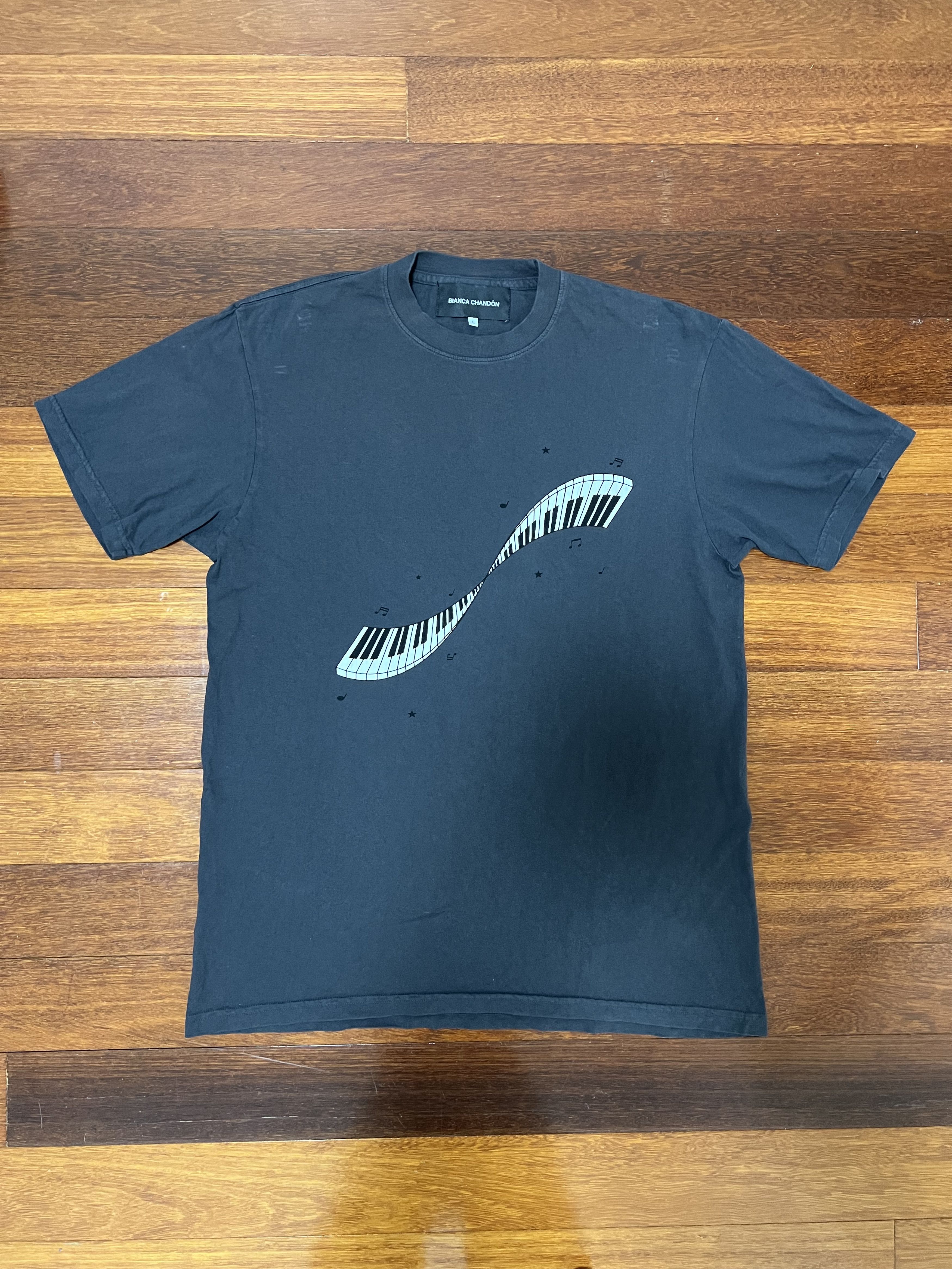 BIANCA CHANDON 💚 Bianca Chandon Musical Twist Piano Tee Charcoal Large Size US L / EU 52-54 / 3 - 1 Thumbnail