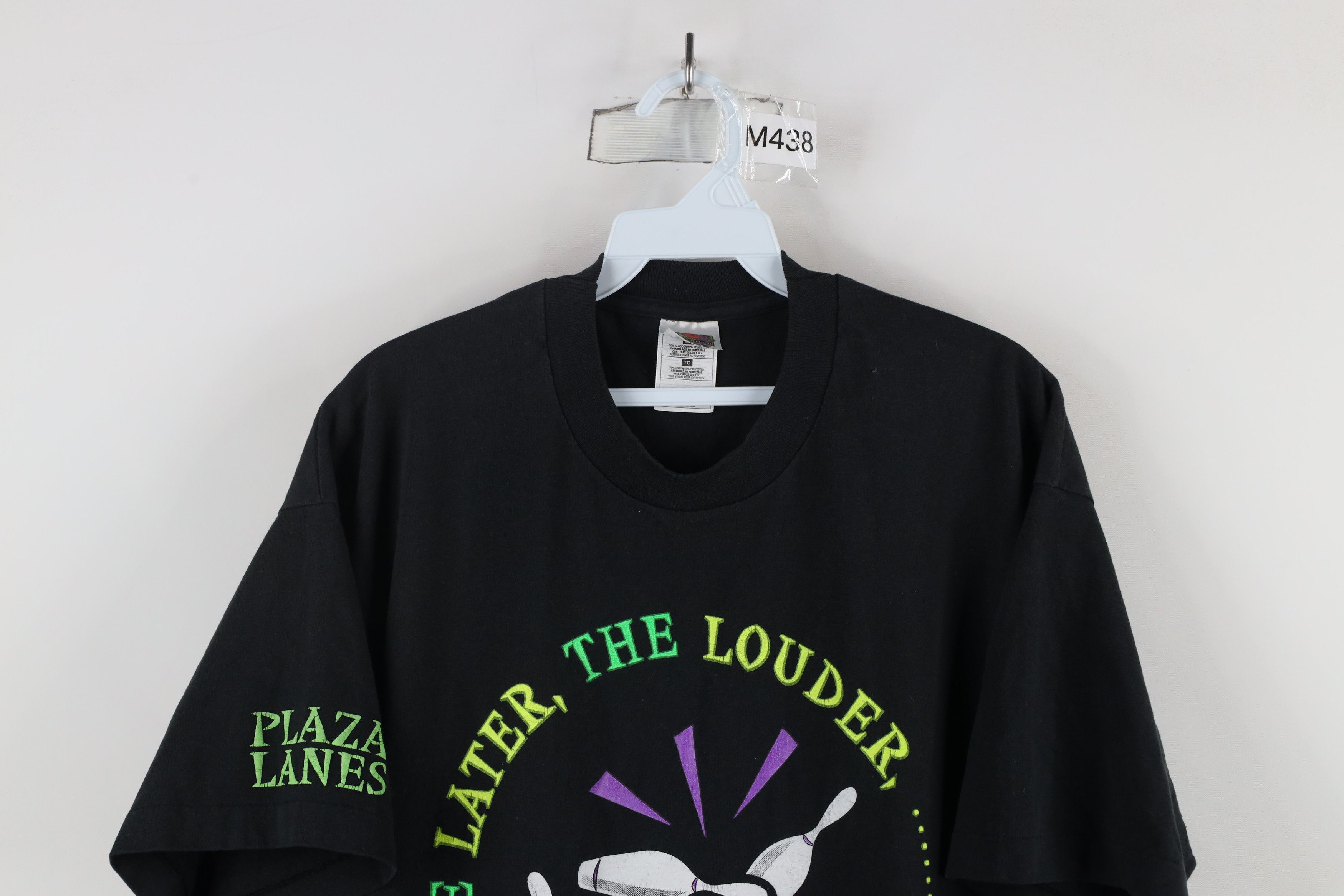 Vintage Vintage 90s Out Plaza Lanes Bowling Staff T-Shirt Black Size US XL / EU 56 / 4 - 2 Thumbnail