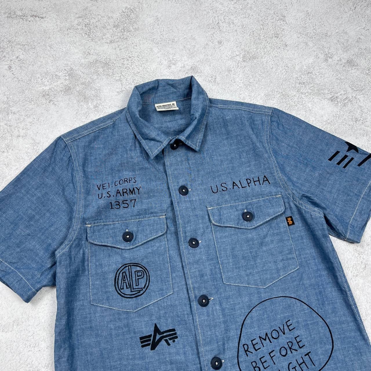 Alpha Industries Alpha Industries Men's Chambray Shirt Military Graphic Size US S / EU 44-46 / 1 - 2 Thumbnail