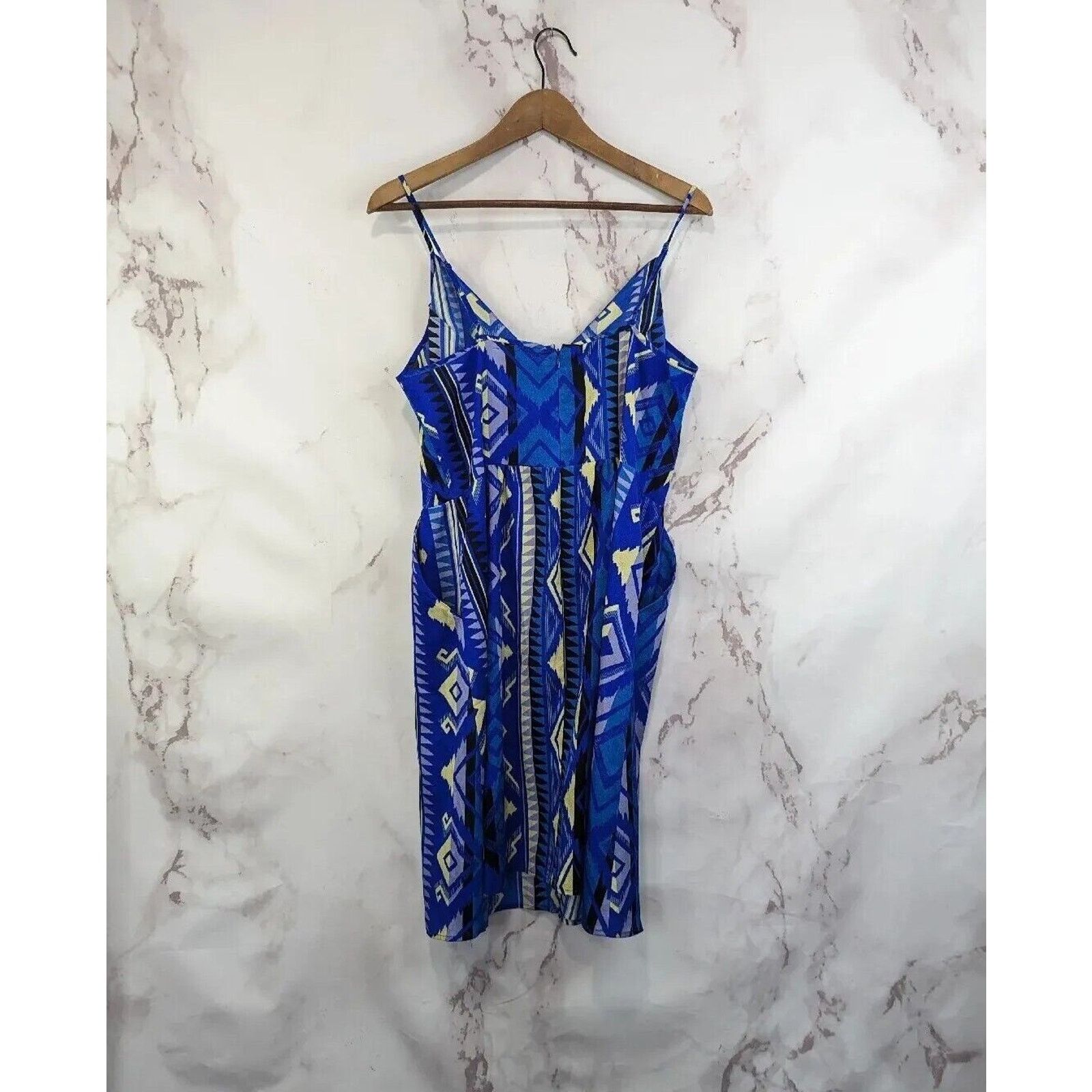 Anthropologie Yumi Kim Dress Women Large Aztec Southwestern Blue Spaghetti Size L / US 10 / IT 46 - 5 Thumbnail