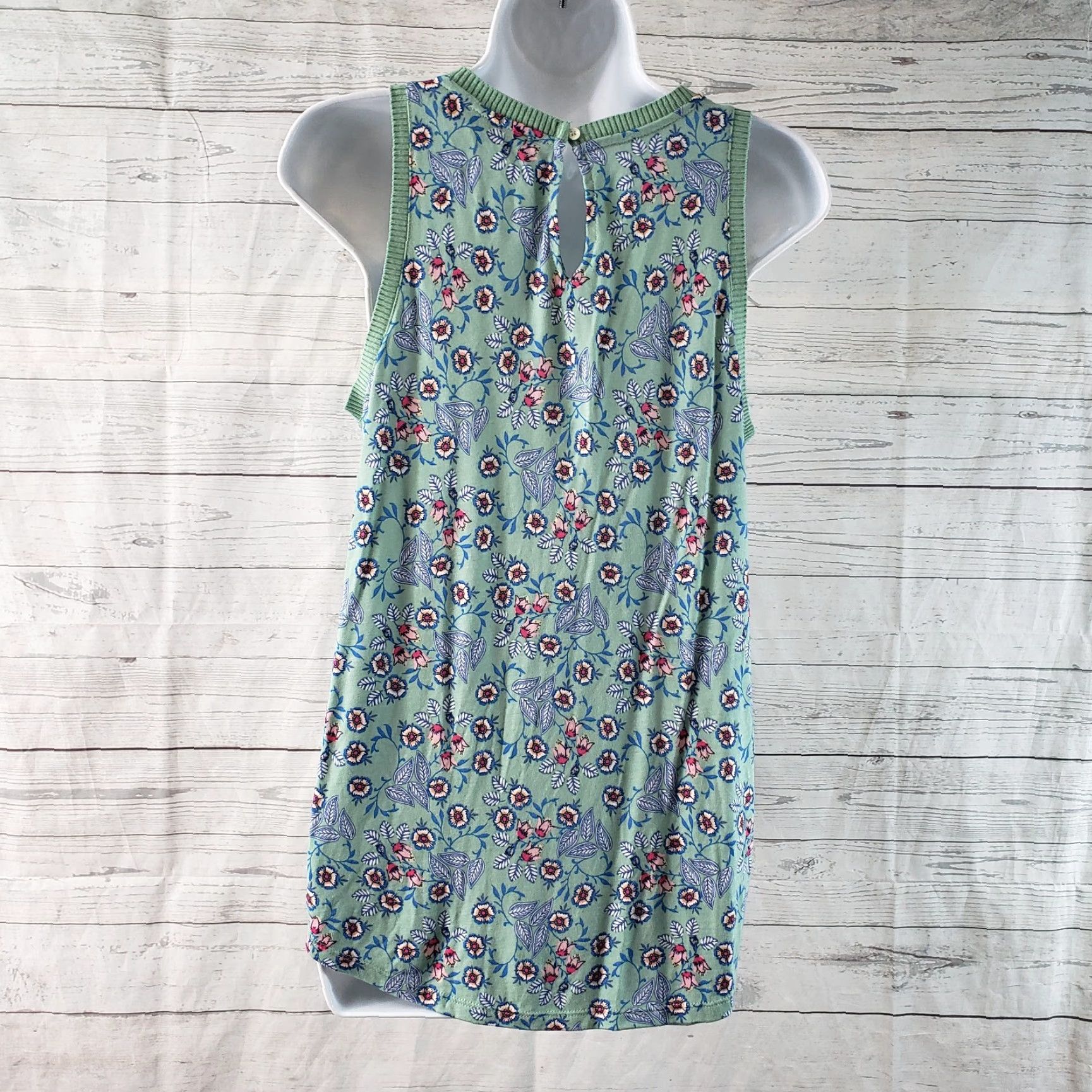 Loft Ann Taylor LOFT Top Womens Sz Small Green Pink Floral Sleeveless Size S / US 4 / IT 40 - 4 Thumbnail