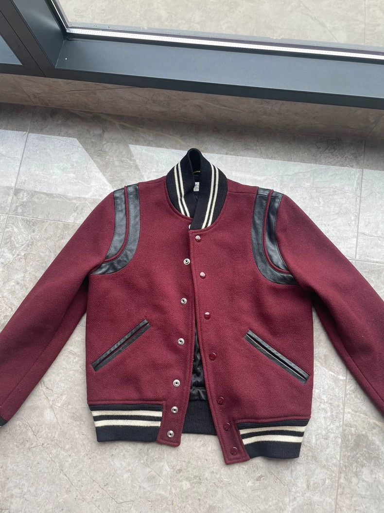 Saint Laurent Paris Saint Laurent Paris Burgundy patchwork leather Teddy jacket Size XS / US 0-2 / IT 36-38 - 1 Thumbnail