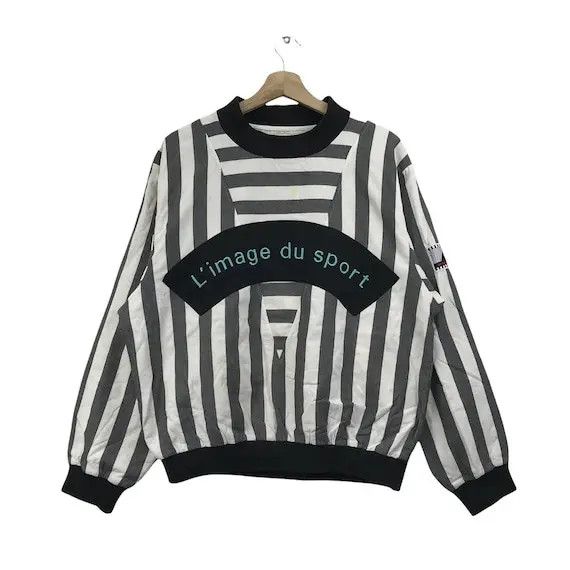 Le Coq Sportif Vtg 90’ LE COQ SPORTIF L’Image Du Sport Striped Sweater Size L / US 10 / IT 46 - 1 Thumbnail