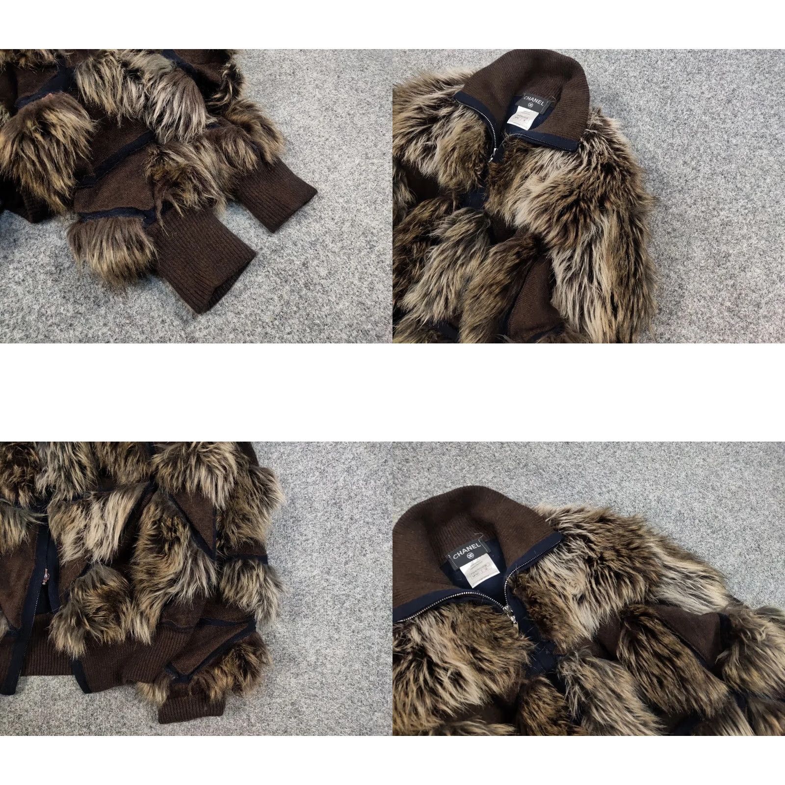 Chanel VINTAGE CHANEL Jacket Women M Brown Cashmere Wool Faux Fur Zip 90s Designer Size M / US 6-8 / IT 42-44 - 8 Thumbnail