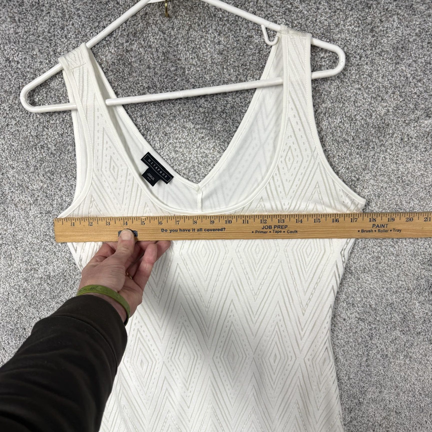 Vintage Metaphor Maxi Dress White Geometric Jacquard Sleeveless V-Neck M Medium Women's Casual Party/Beach Size M / US 6-8 / IT 42-44 - 2 Thumbnail