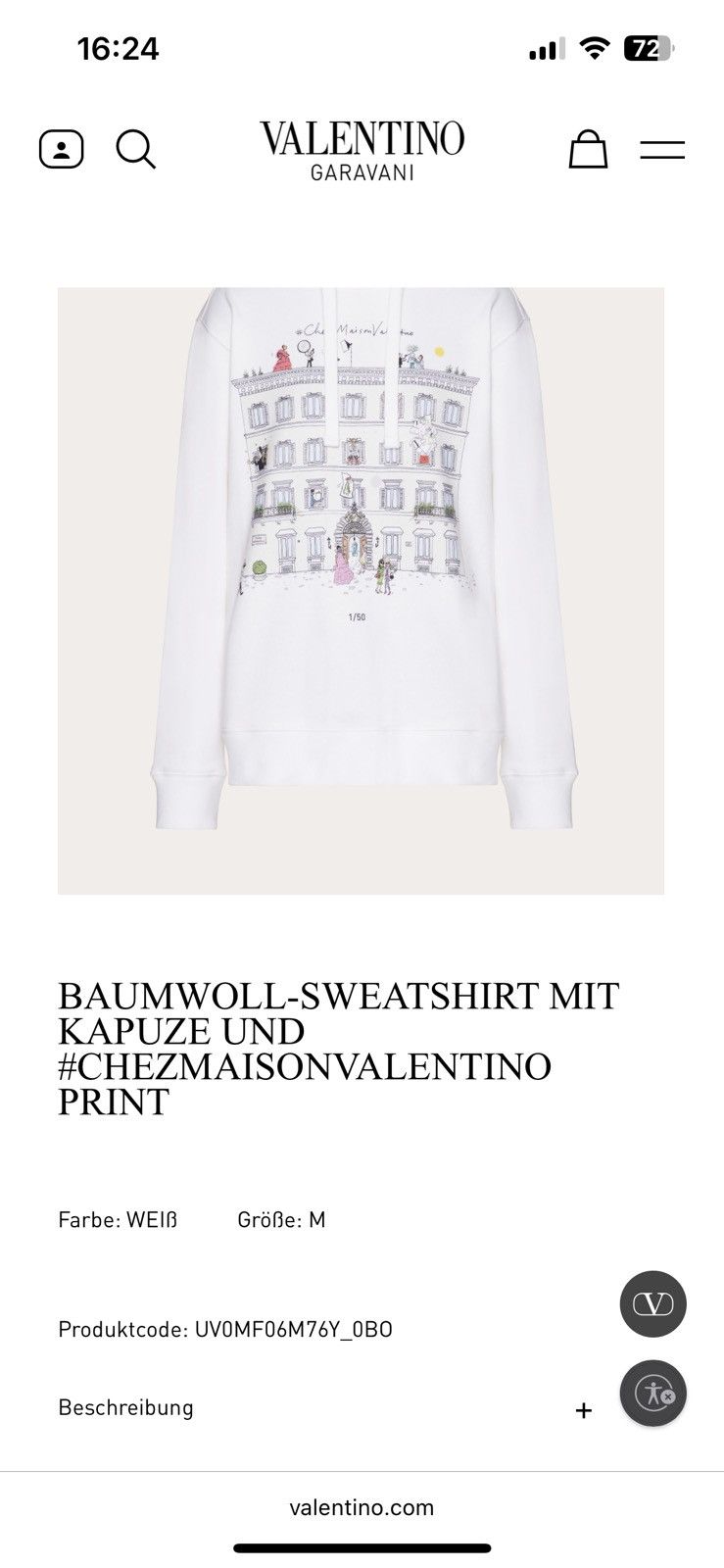 Valentino Valentino Hoodie Size US M / EU 48-50 / 2 - 6 Thumbnail