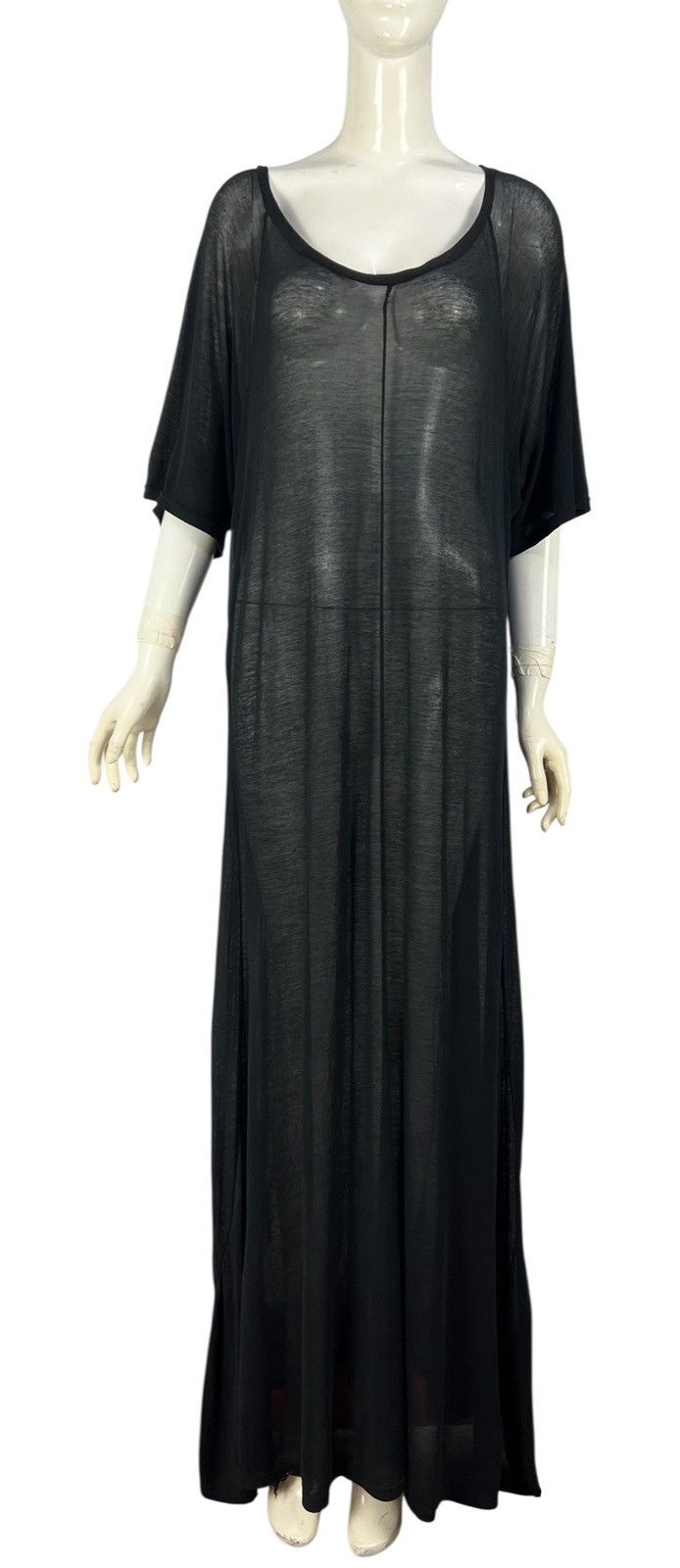 Yohji Yamamoto Yohji Yamamoto SS03 Sheer Black Cotton Jersey Maxi Dress Size L / US 10 / IT 46 - 1 Thumbnail