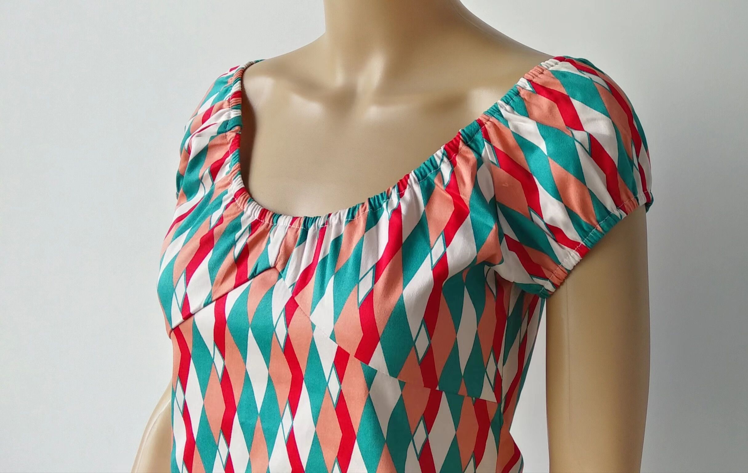 Other Harlequin Printing Zipper Back Vintage Women Tops Pink Size XXL / US 16-18 / IT 52-54 - 3 Thumbnail