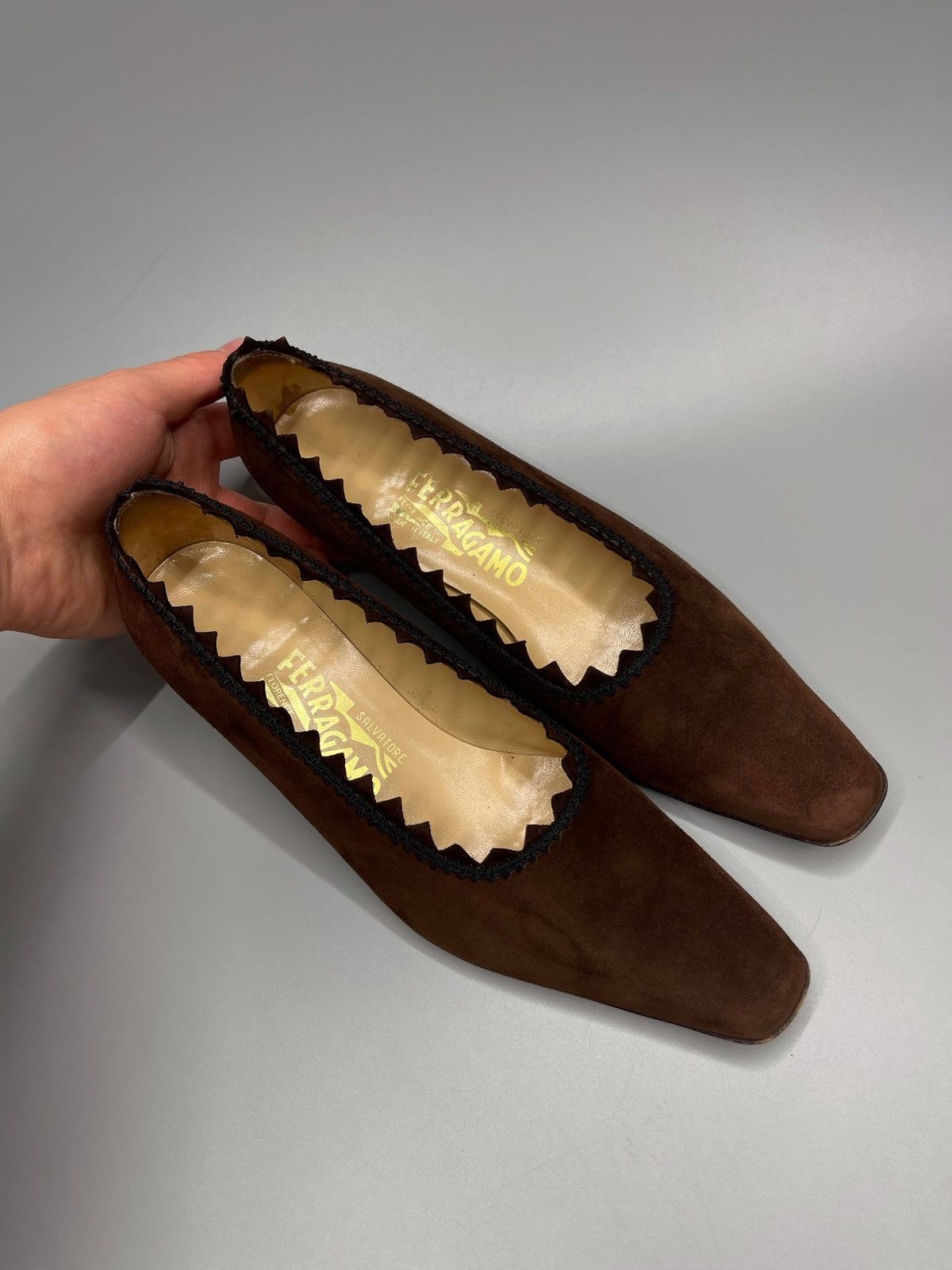 Salvatore Ferragamo Salvatore Ferragamo Brown Suede Heels Size US 6.5 / IT 36.5 - 2 Thumbnail