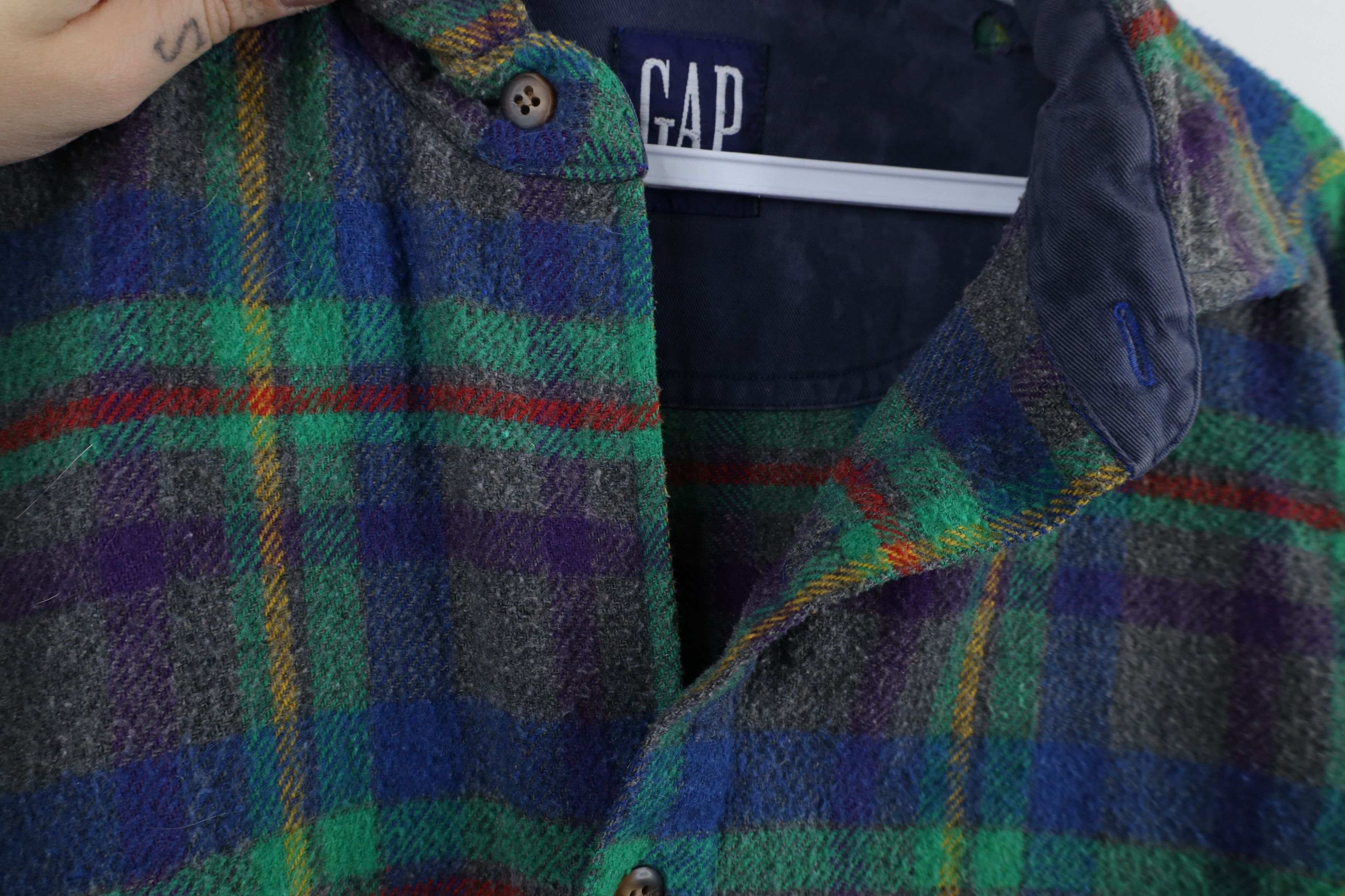 Gap × Vintage Vintage 90s Gap Flannel Wool Blend Button Shirt Rainbow Size US M / EU 48-50 / 2 - 5 Thumbnail