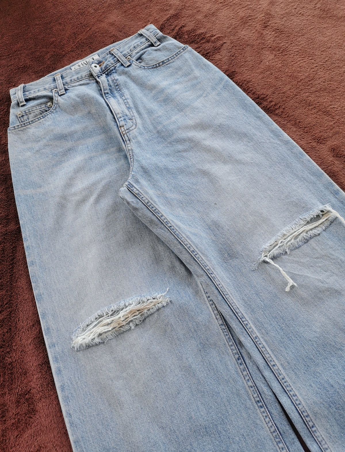 Japanese Brand Charol Hybes Japan Baggy Loose Distressed Denim Jeans Size 26" / US 2 / IT 38 - 3 Thumbnail