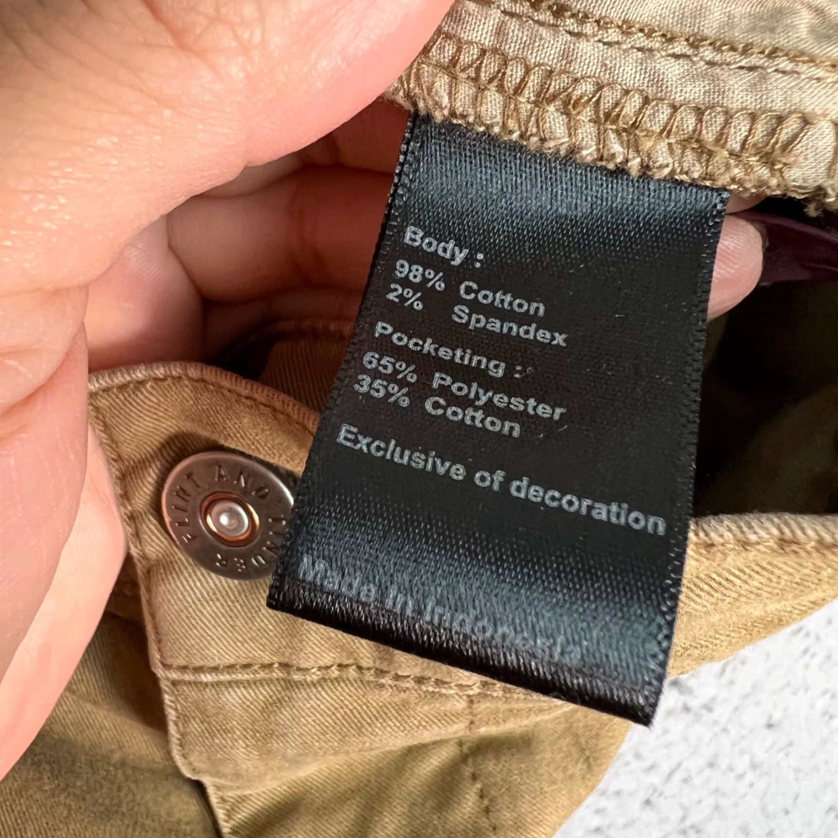 Vintage Flint & Tinder Mens Chino Pants 30 Khaki Beige Cotton Size US 30 / EU 46 - 4 Thumbnail