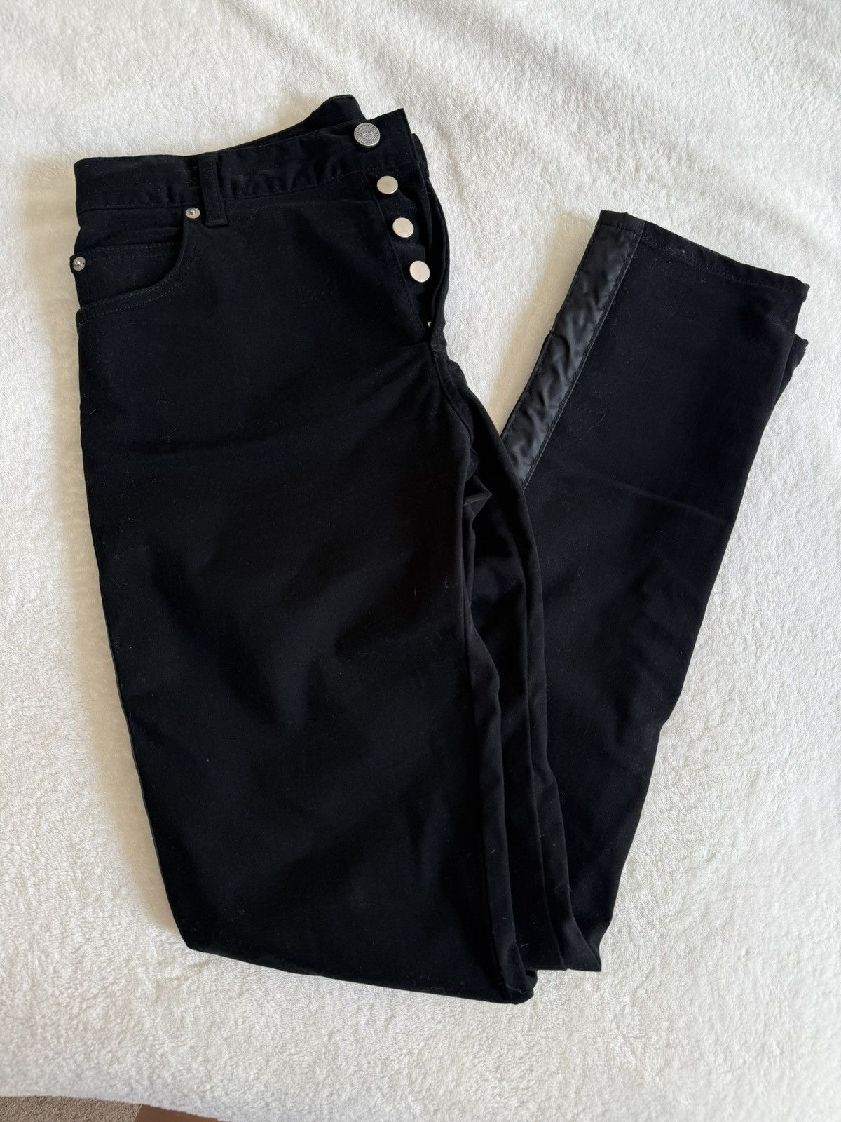 Balmain Mens Balmain black stripe slim jeans Size US 32 / EU 48 - 2 Thumbnail