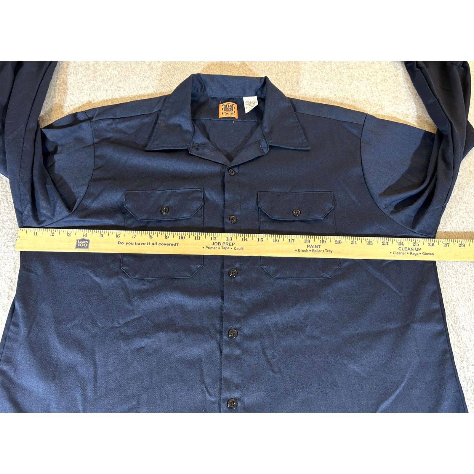 Wrangler VINTAGE Wrangler Shirt Mens XLT Blue Workwear Twill Button-Up Long Sleeve Big Ben by Wrangler Size US XL / EU 56 / 4 - 3 Thumbnail