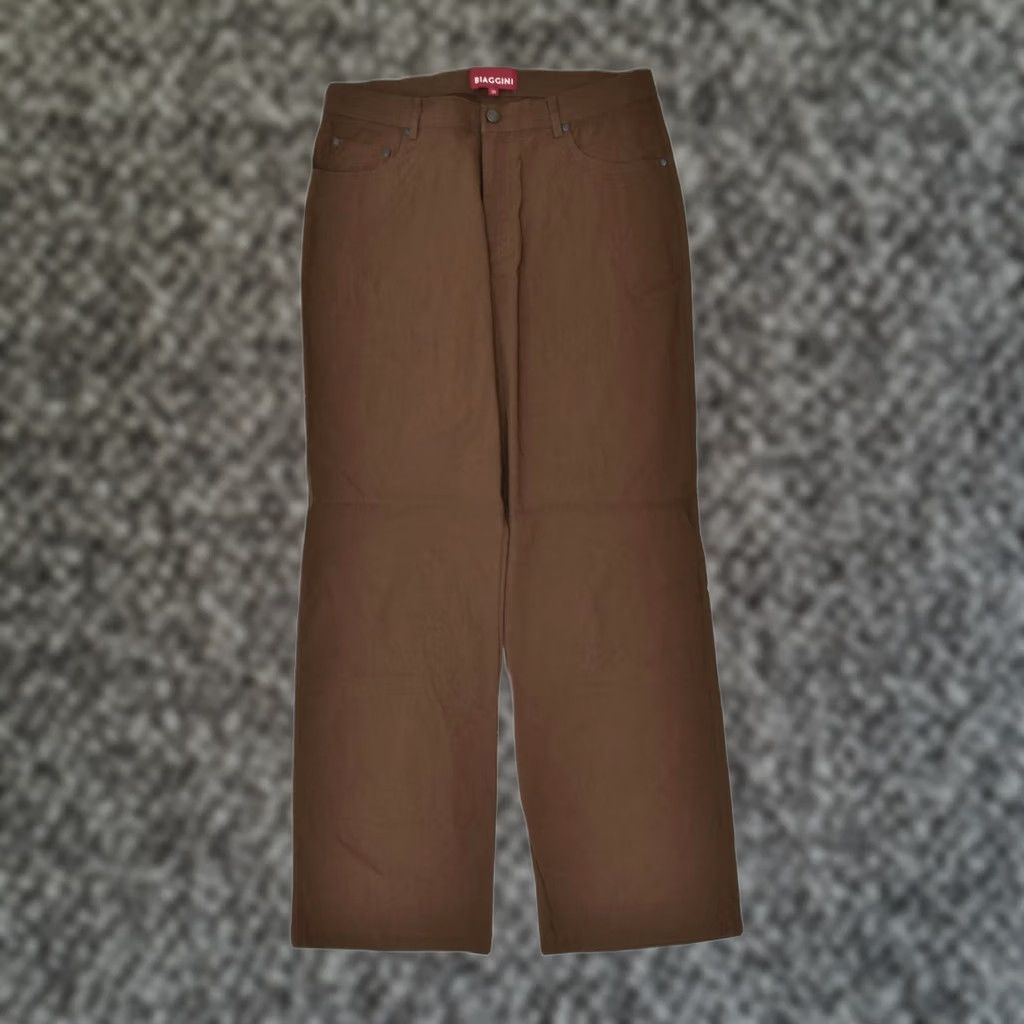 Vintage BIAGGINI Womens Straight Casual Trousers W34 L30 Brown Viscose Size 24" / US 00 / IT 34 - 1 Thumbnail