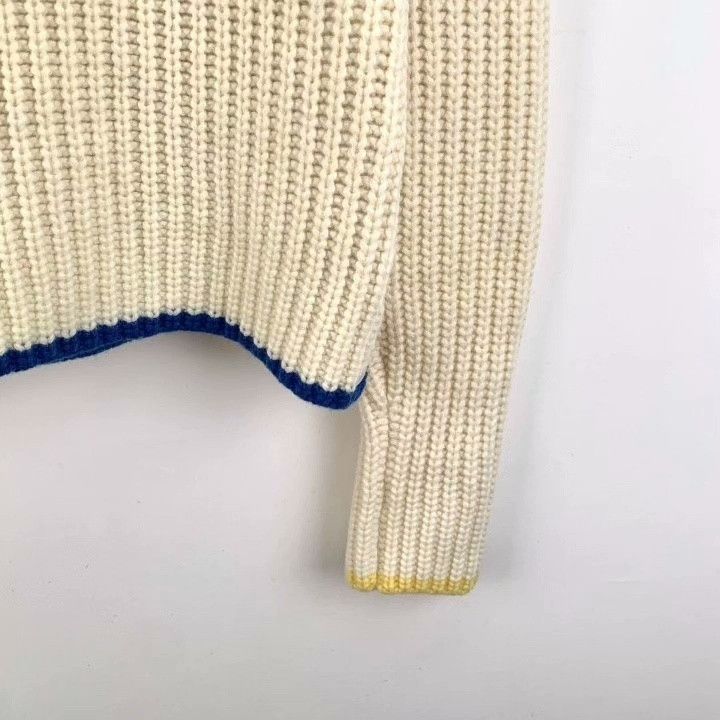 Thom Browne Thom Browne Beige Four-Bar Wool Crewneck Sweater Size US M / EU 48-50 / 2 - 4 Thumbnail
