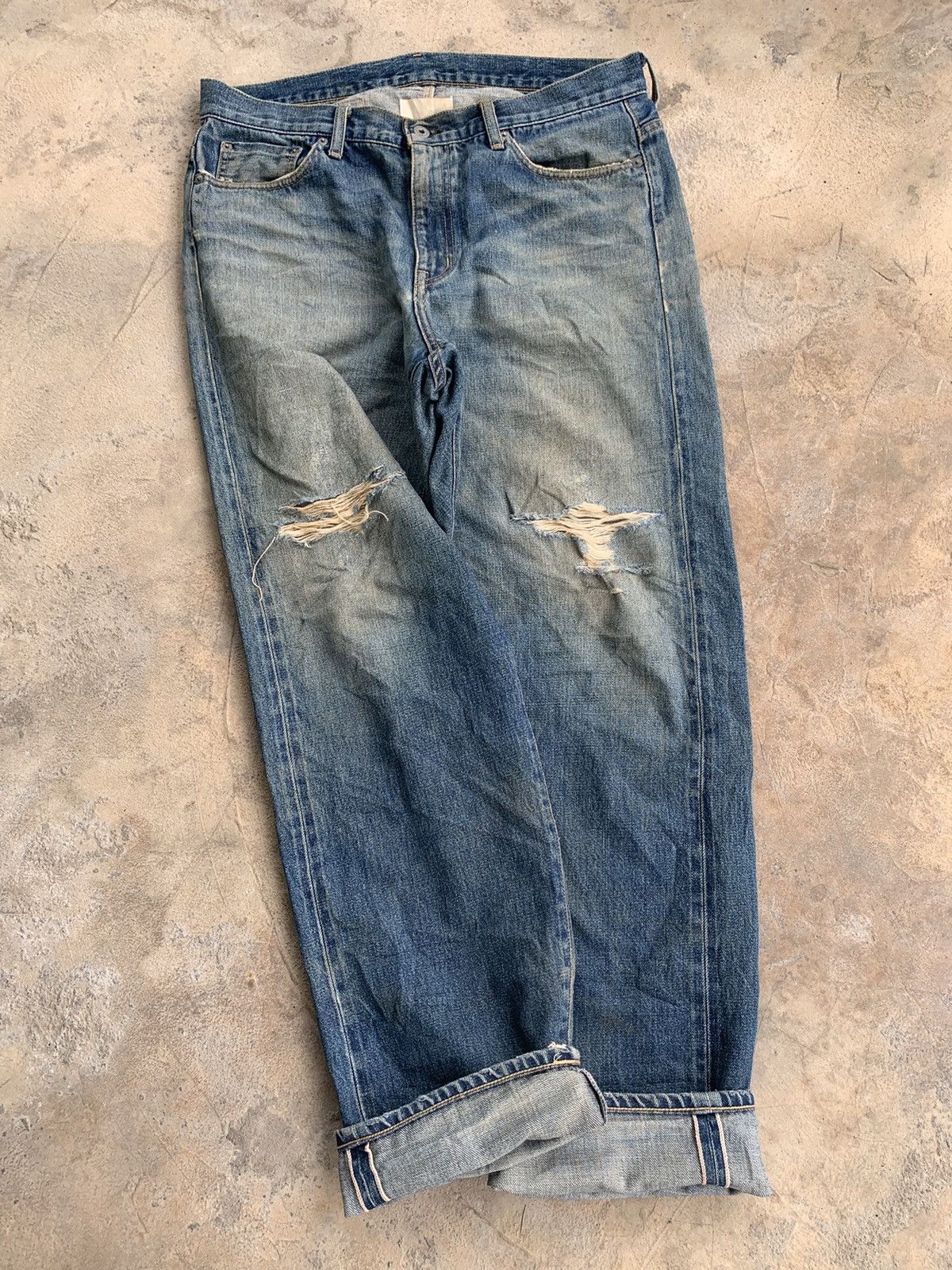 Japanese Brand × WHIZ LIMITED Whiz Limited Buckle Back Selvedge Distressed Denim Size US 36 / EU 52 - 7 Thumbnail