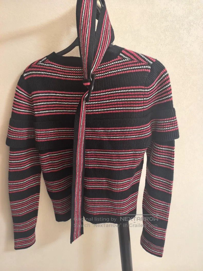 Fendi Fendi Black and Red Striped Knit Cardigan, V-Neck Design Size S / US 4 / IT 40 - 2 Thumbnail