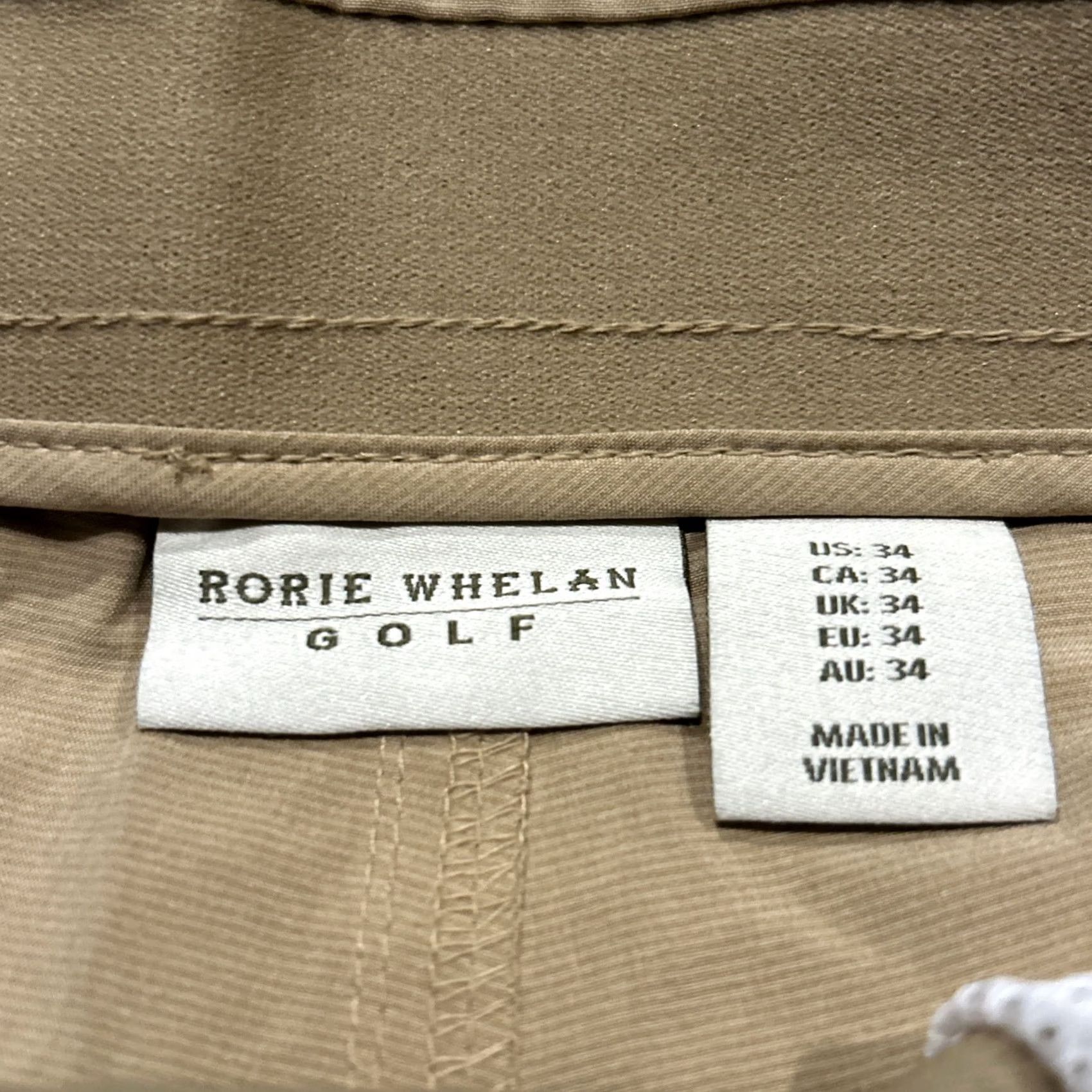 Vintage Rorie Whelan Men’s Golf Shorts 34 Waist Polyester Blend Beige Flat Front 9 Inseam Chino Lightweight Casual Golf Mens Size US 34 / EU 50 - 2 Thumbnail
