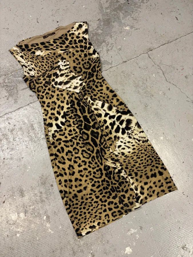 Roberto Cavalli × Vintage Roberto Cavalli Leopard Print Safari Dress Size M / US 6-8 / IT 42-44 - 2 Thumbnail