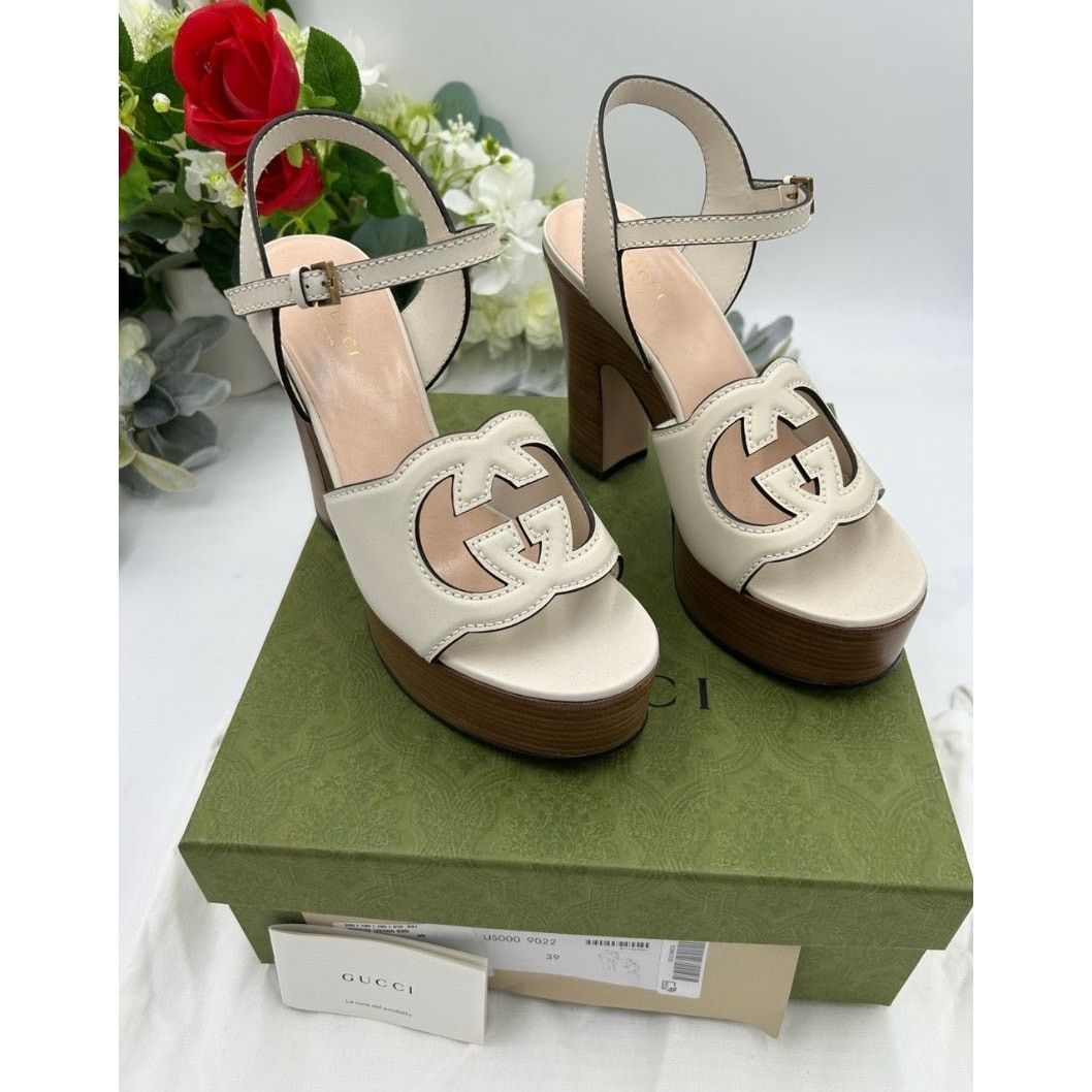 Gucci Gucci interlocking GG leather platform sandals size 39 Size US 9 / IT 39 - 2 Thumbnail