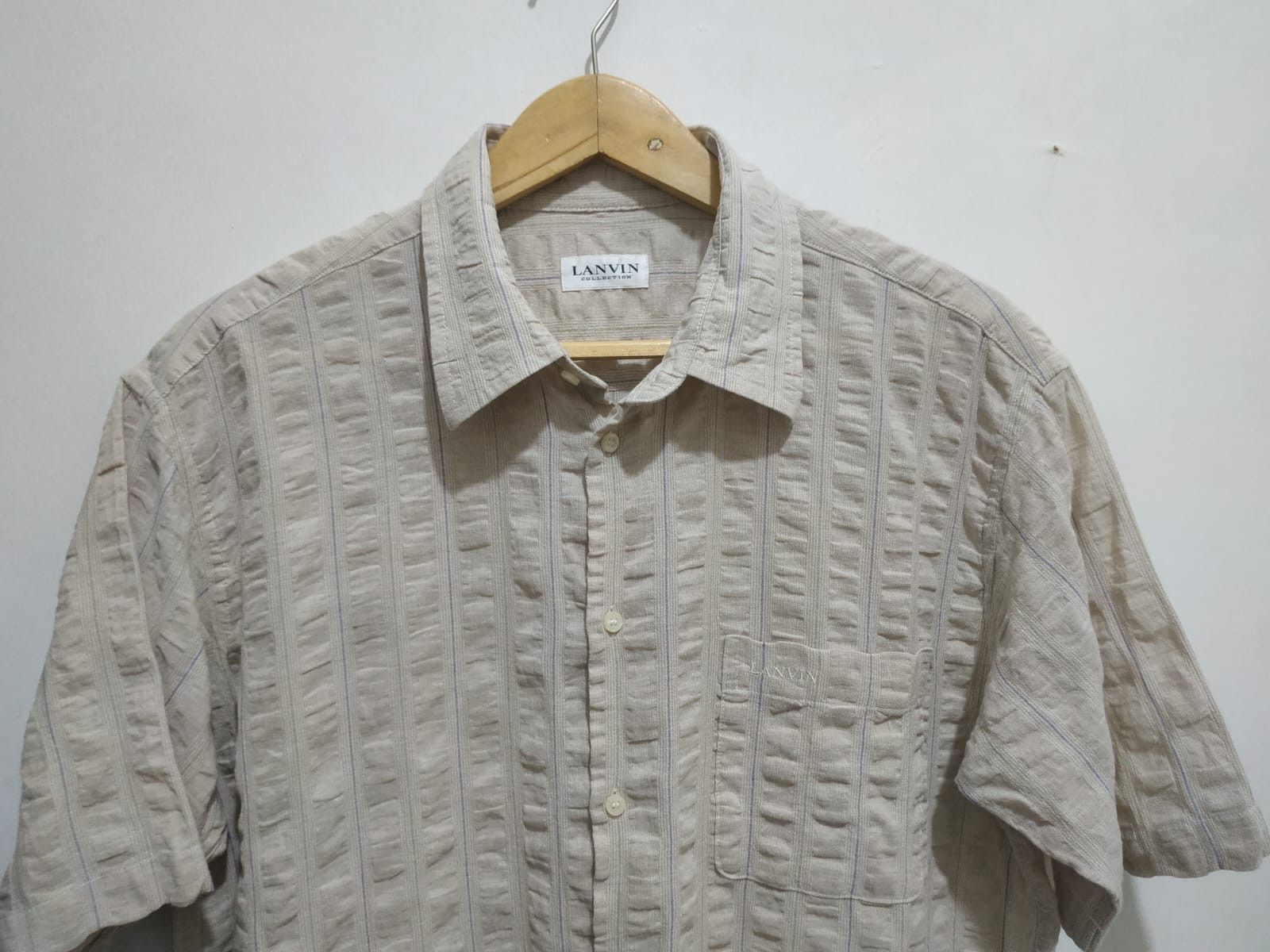 Lanvin Vintage Lanvin Wringkle Pleat Shirt Size US L / EU 52-54 / 3 - 11 Thumbnail
