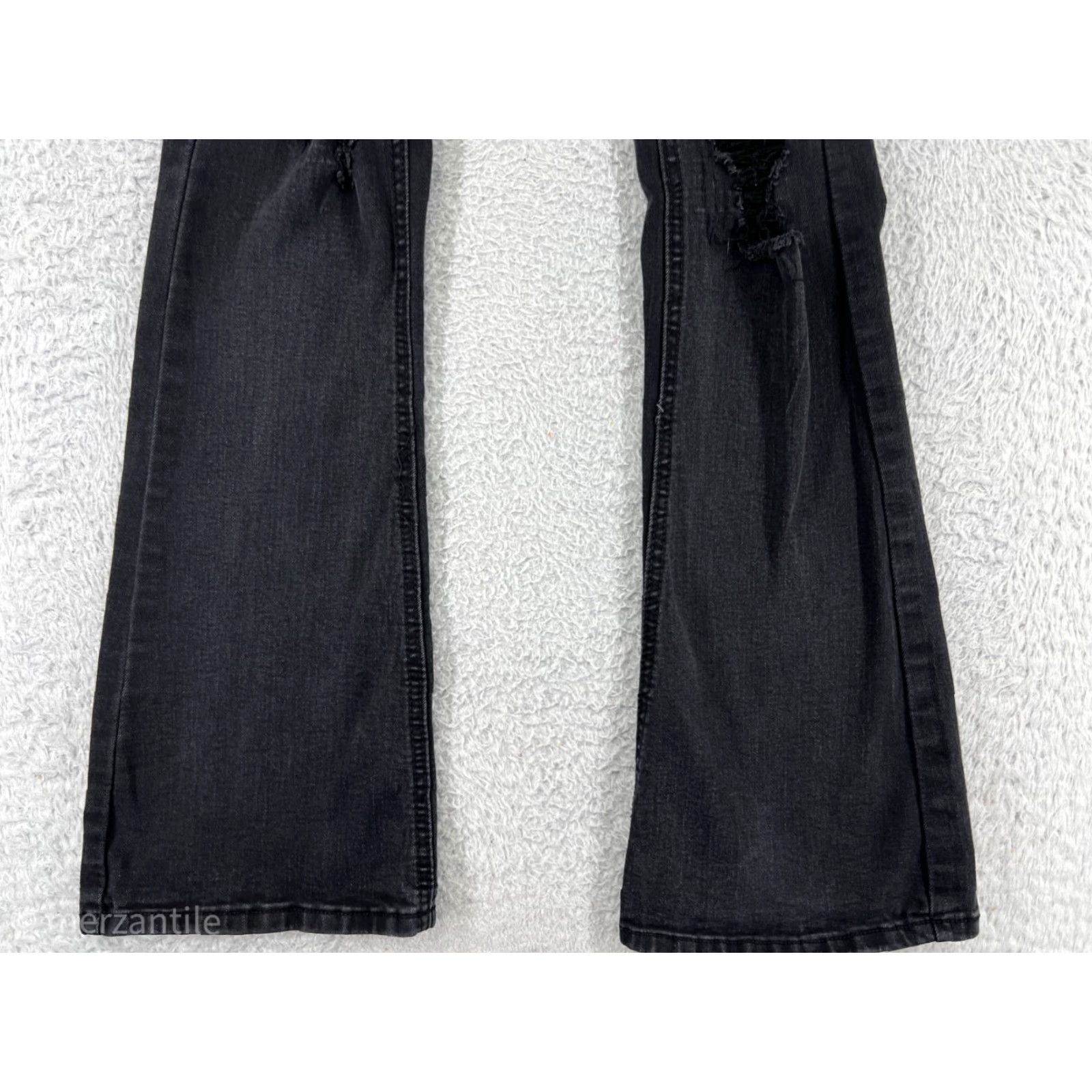 Vintage VINTAGE Indigo Rein Jeans Womens 3 Black Denim Flared Distressed Cotton Blend Hook: Zip, Logo Size 26" / US 2 / IT 38 - 7 Thumbnail