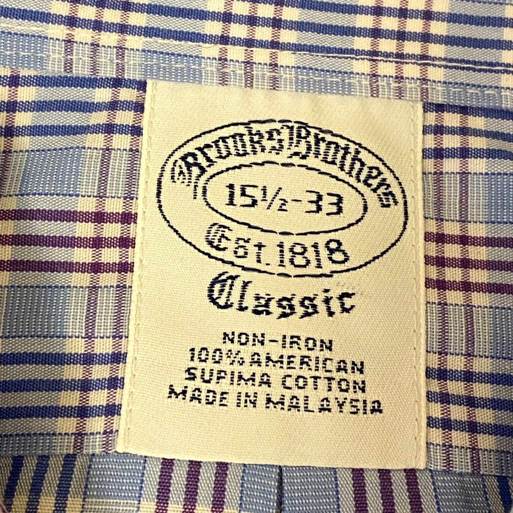 Brooks Brothers Brooks Brothers Shirt Mens 15.5-33 Classic Fit Plaid Button Up Non-Iron Size US L / EU 52-54 / 3 - 3 Thumbnail