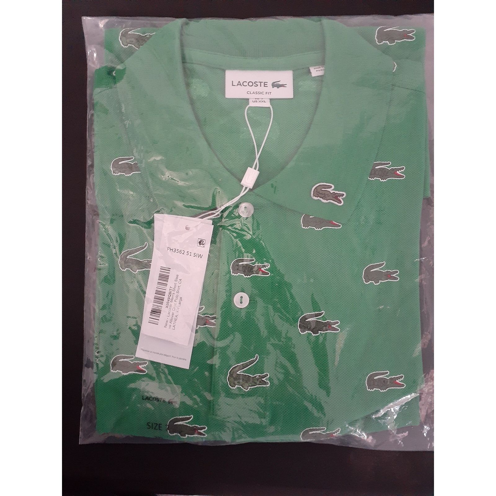 Lacoste Lacoste Men's Short Sleeve Allover Croc Polo Shirt 2XL Size US XXL / EU 58 / 5 - 2 Thumbnail