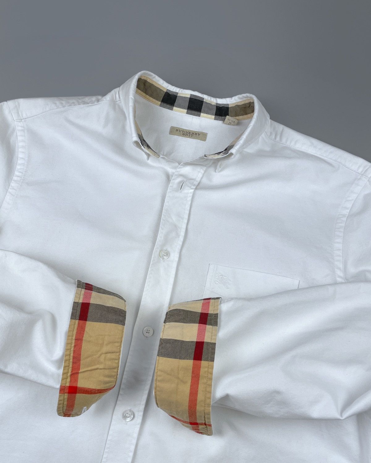 Burberry Burberry Brit Oxford Classic White Nova Check Shirt Size