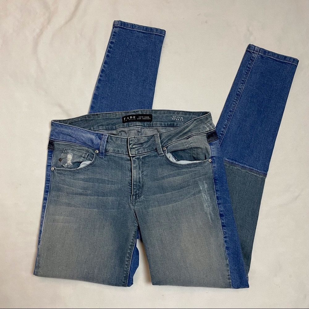 Other Fade to Blue Tri-Color Patchwork Slim Fit Jeans Size 28 Size 28" / US 6 / IT 42 - 3 Thumbnail