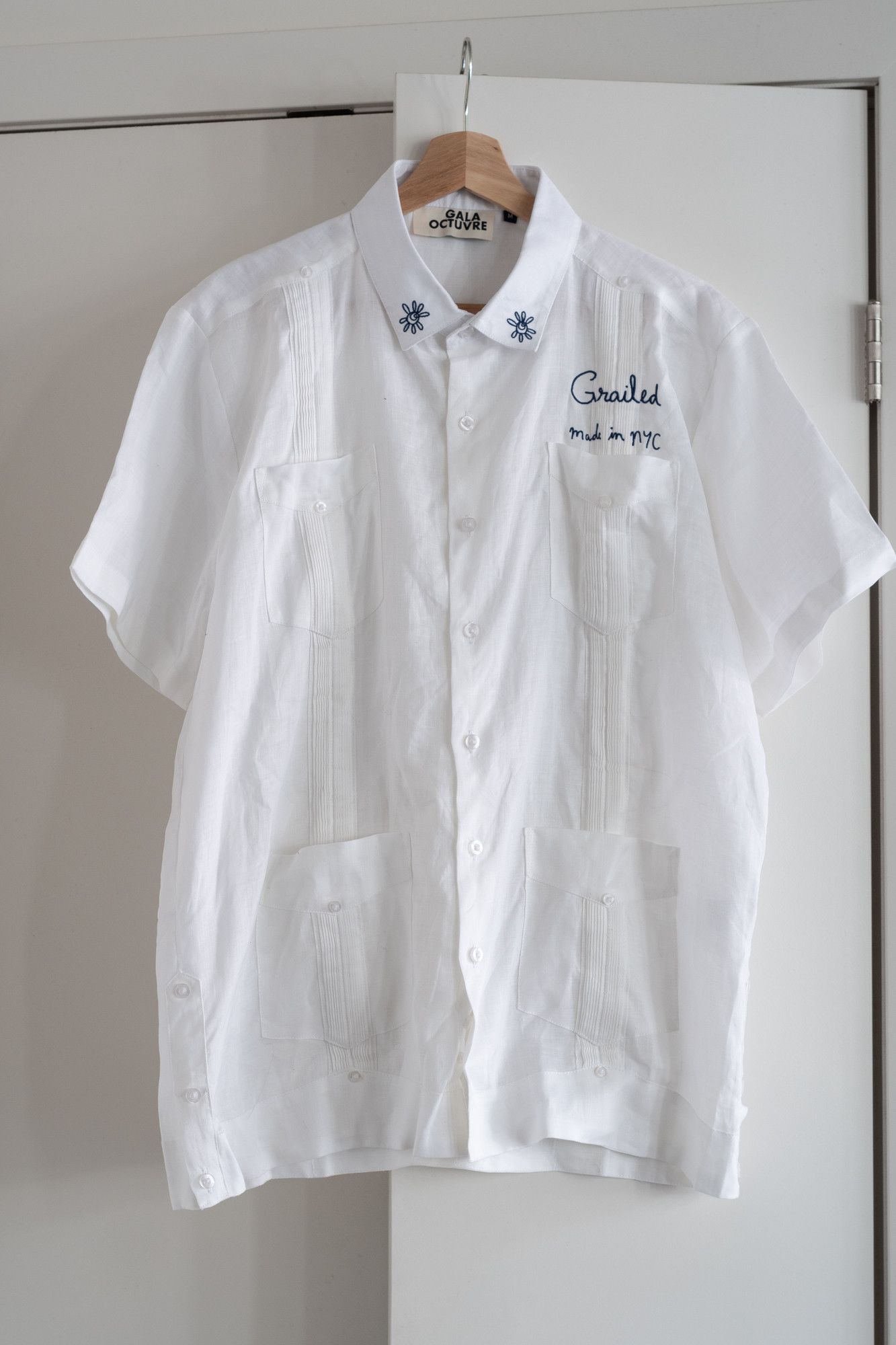 image of Grailed Staff Tropical Linen Shirt in White, Men's (Size Medium)