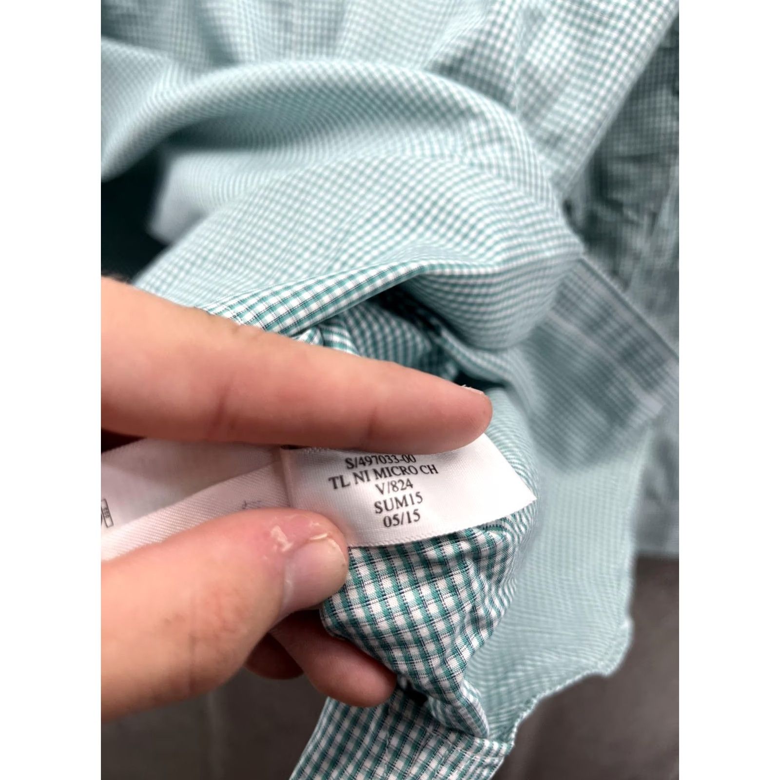 Banana Republic Banana Republic Dress Shirt Mens XL Green Gingham Non Iron Slim Fit Long Sleeve Size 46R - 4 Thumbnail