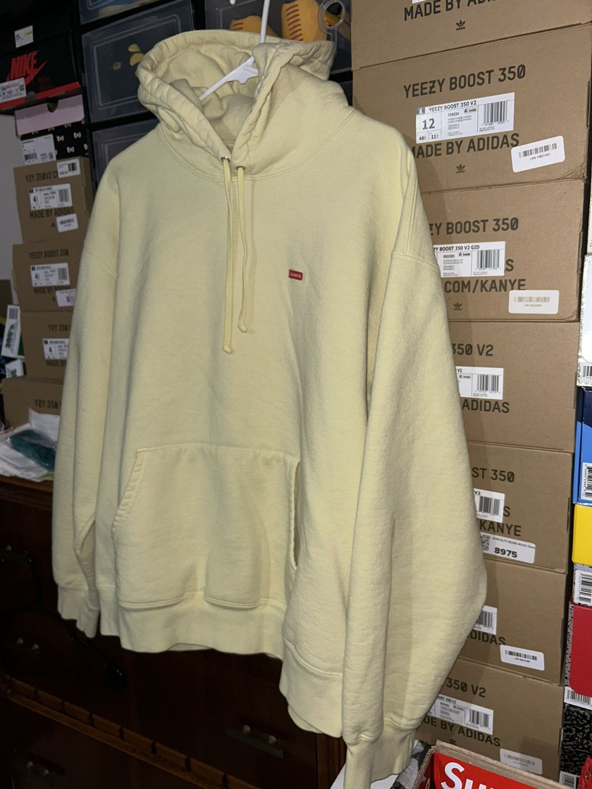 Supreme Supreme Small Box Logo Hooded Sweatshirt Light Yellow SS23XL Size US XL / EU 56 / 4 - 2 Thumbnail