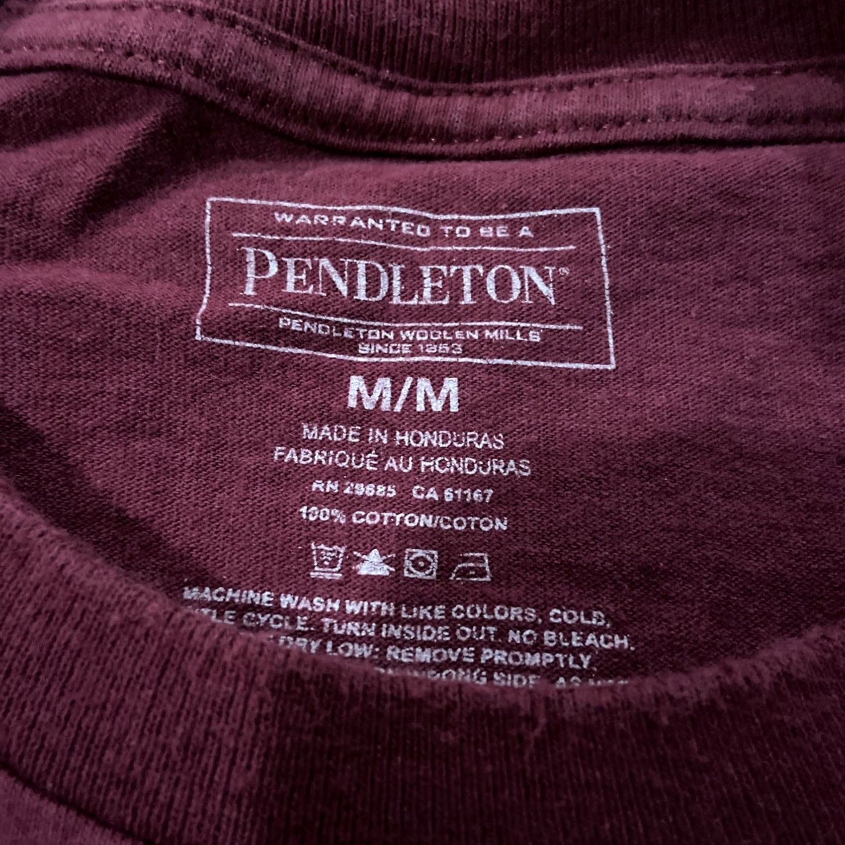 Pendleton VINTAGE Pendleton T-Shirt Mens Short Sleeve M Burgundy Purple Graphic Tee 65% Polyester - 35% Cotton Leather? Size US M / EU 48-50 / 2 - 3 Thumbnail