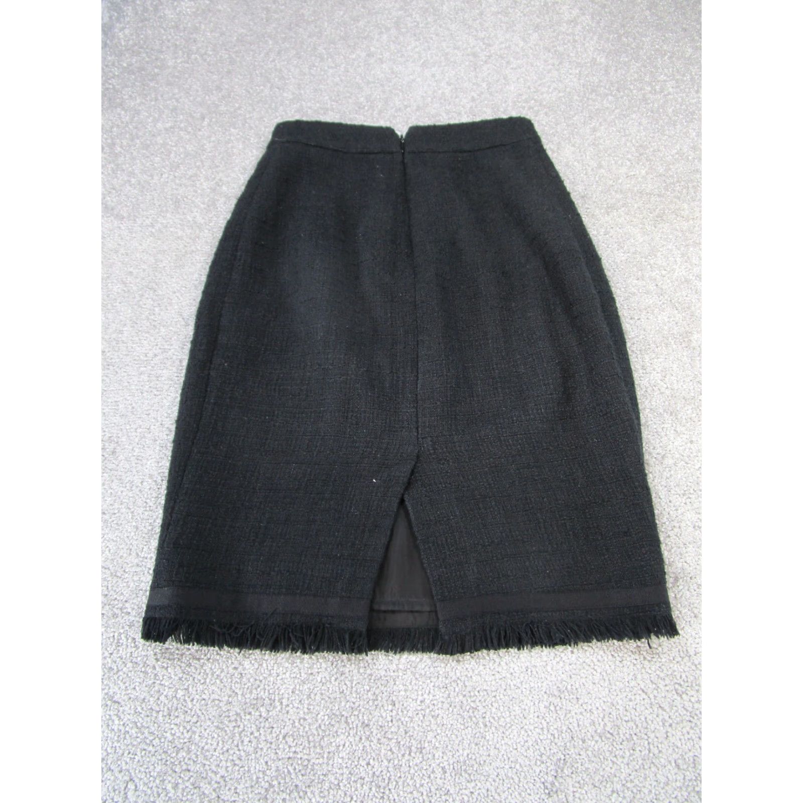 J.Crew J. Crew Skirt Women 0 Black Cotton Textured Pencil Frayed Hem Office Size 25" / US 0 / IT 36 - 7 Thumbnail