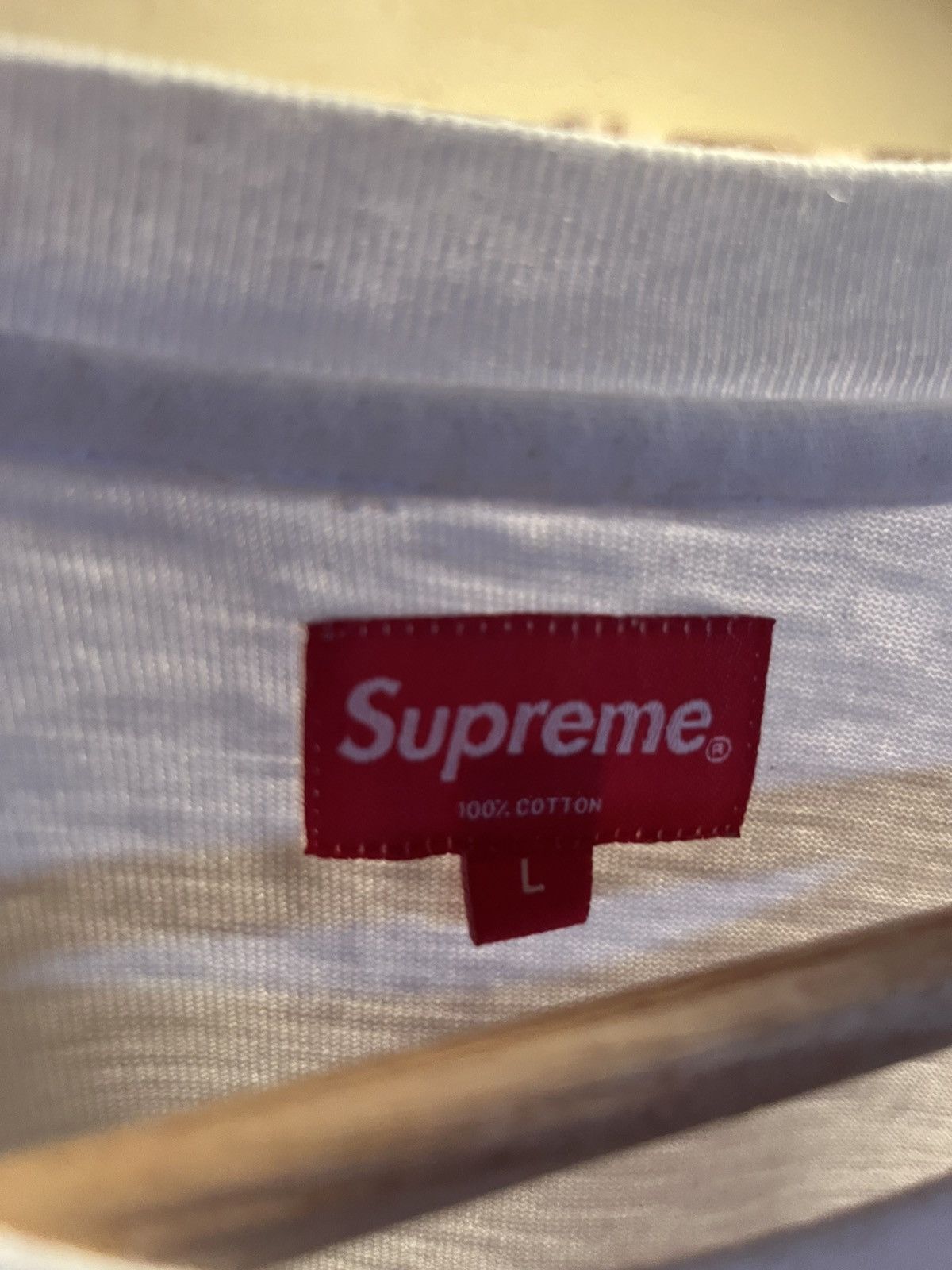 Supreme Supreme SS18 LS stacked spellout white/ blue Size US L / EU 52-54 / 3 - 4 Thumbnail