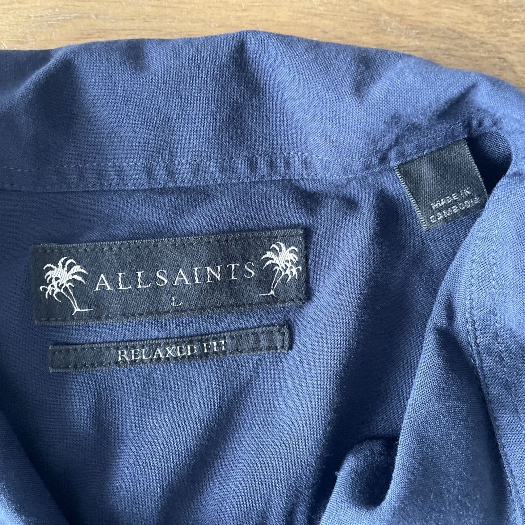 Allsaints AllSaints Venice Shirt Mens Large Blue Relaxed Short Sleeve Button-Up Collared 90s Beach Coastal Style Size US L / EU 52-54 / 3 - 3 Thumbnail