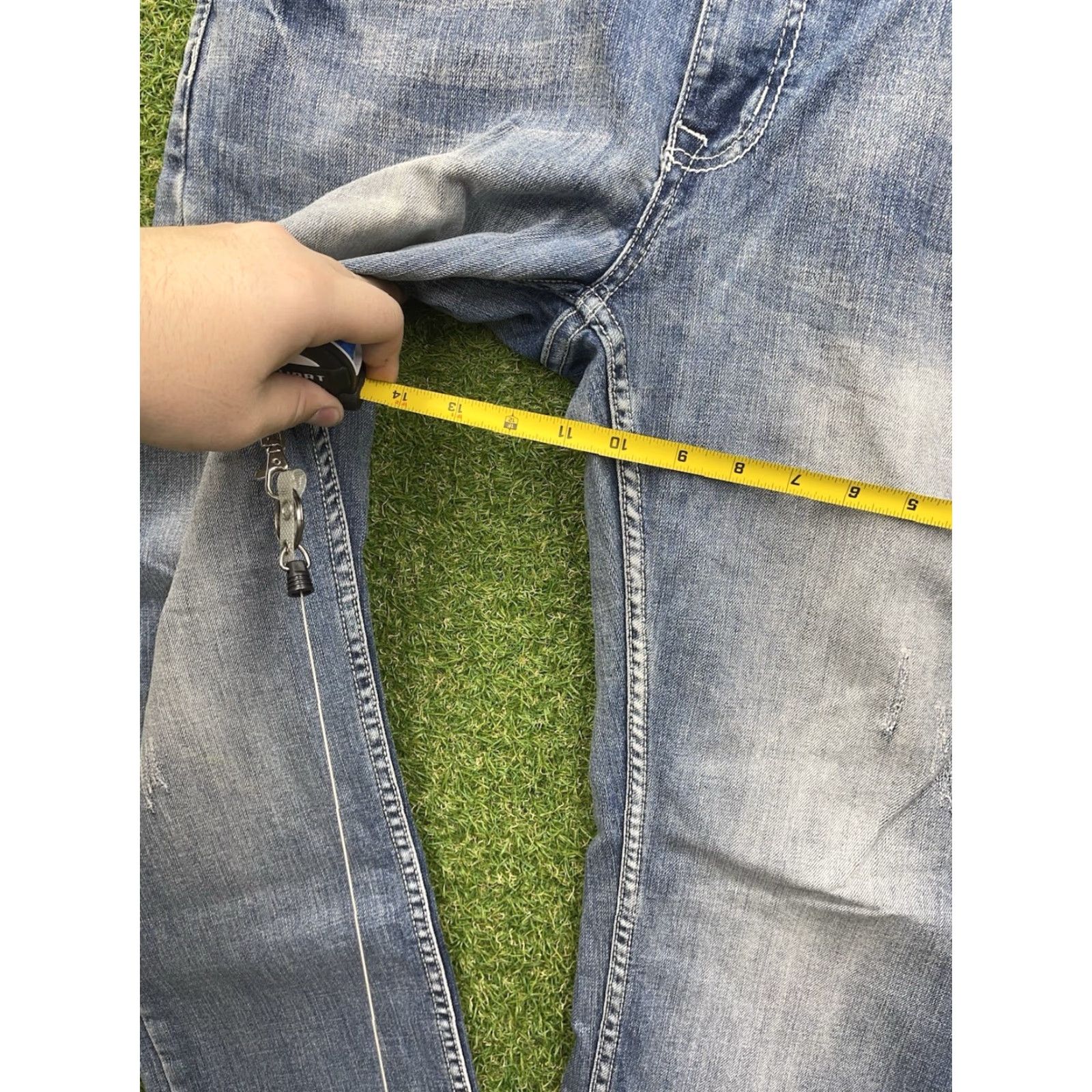 Vintage Helix Jeans Mens 36x30 Slim Straight Baggy Skater Y2K Buckle Cross Grunge Punk Denim Blue 5-Pocket Style Relaxed Mens Jeans Size US 36 / EU 52 - 6 Thumbnail