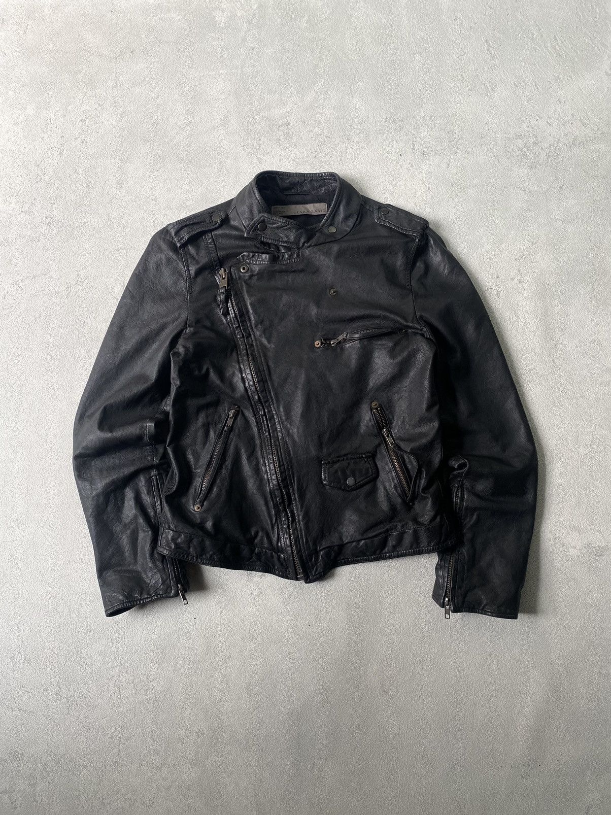 Zara asymmetrical leather biker jacket Size US L / EU 52-54 / 3 - 1 Thumbnail