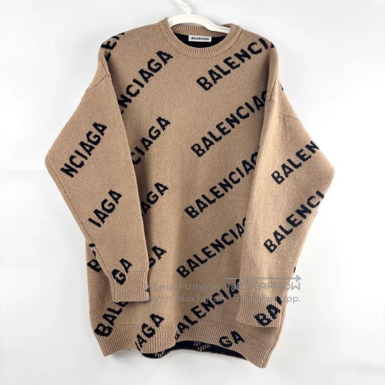 Balenciaga Balenciaga Letter Logo Full Print Wool Sweater Size US XS / EU 42 / 0 - 1 Thumbnail