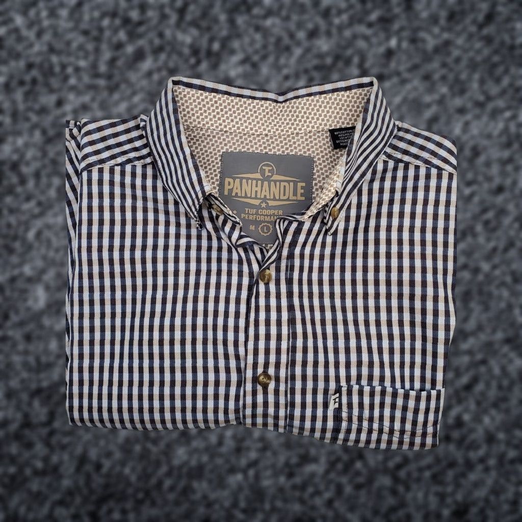 Vintage Panhandle Adult Mens Button Shirt L Plaid Checkered Work Casual Western Rodeo Size US L / EU 52-54 / 3 - 1 Thumbnail