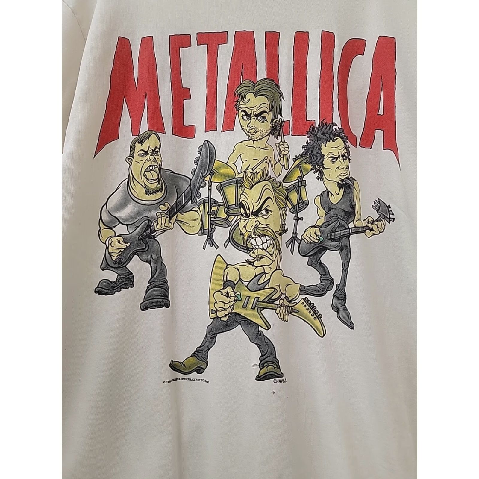 Vintage Vintage Metallica Mens L Graphic T-Shirt Metal Load Tour Cartoon 1990s White 100% Cotton Short Sleeve Size L Unisex Giant Size US L / EU 52-54 / 3 - 2 Thumbnail