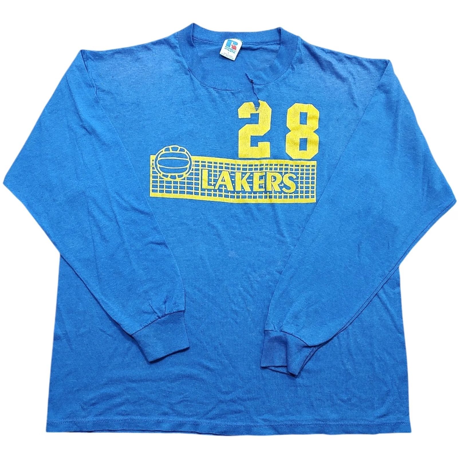 Vintage VINTAGE Russell Mens Large Blue Long Sleeve T Shirt Preppy Lakers Volleyball 80s 90s Retro College USA Size US L / EU 52-54 / 3 - 2 Thumbnail