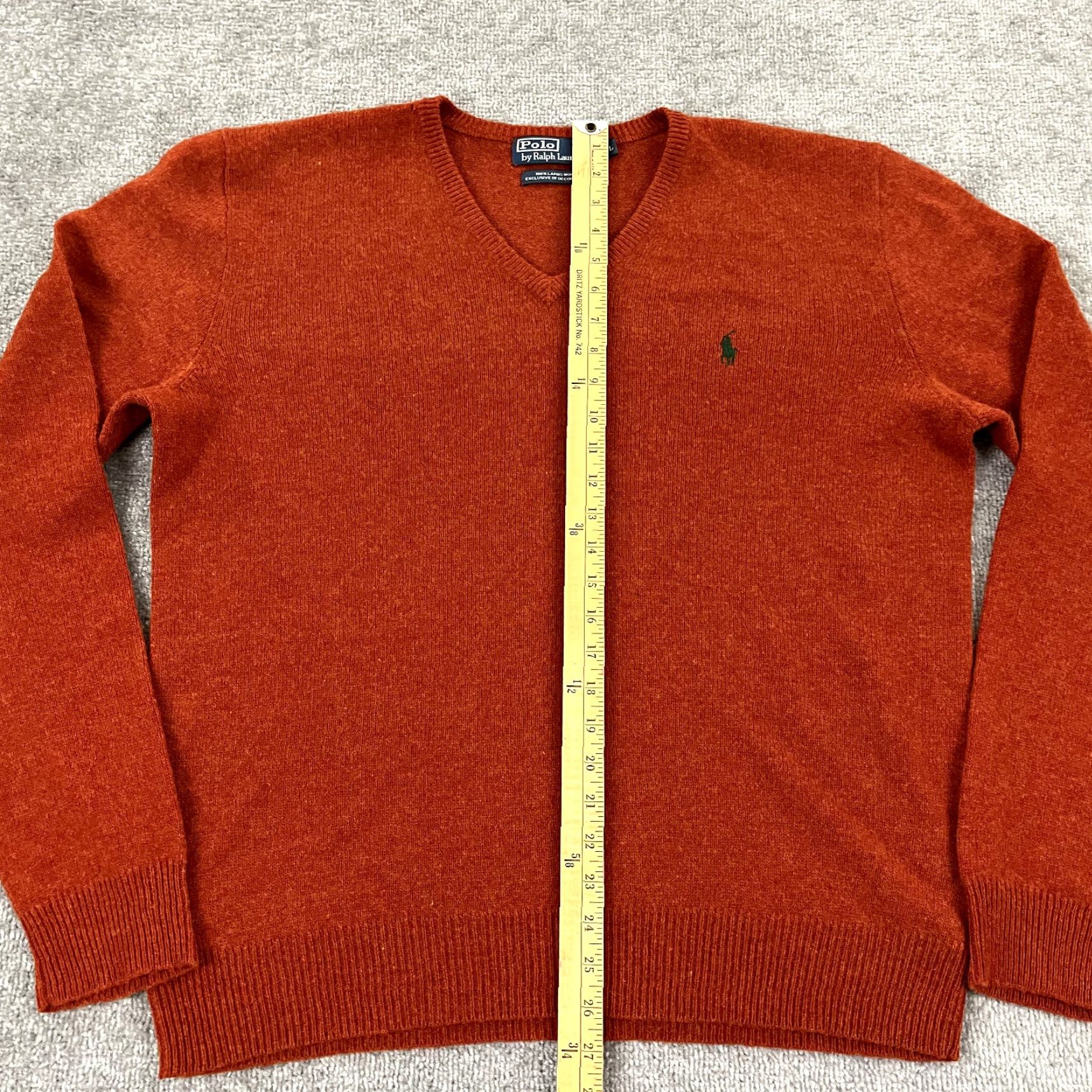 Polo Ralph Lauren Polo Ralph Lauren Sweater Men's XL Lambswool Burnt Orange V-Neck Pullover Size US XL / EU 56 / 4 - 5 Thumbnail