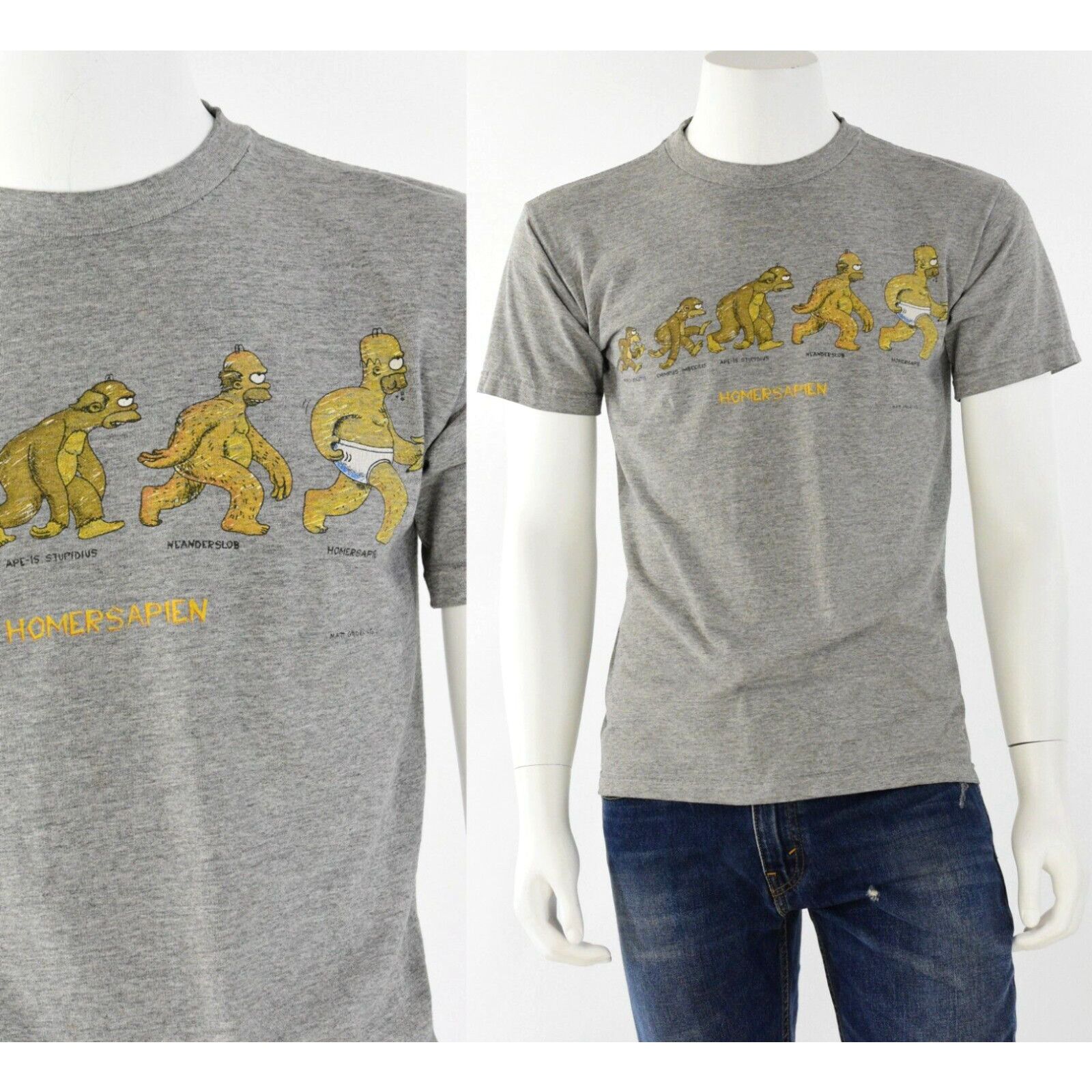 image of 90's Vintage Mens M Homersapien T Shirt Stanley Desantis Homer Simpson in White (Size Medium)